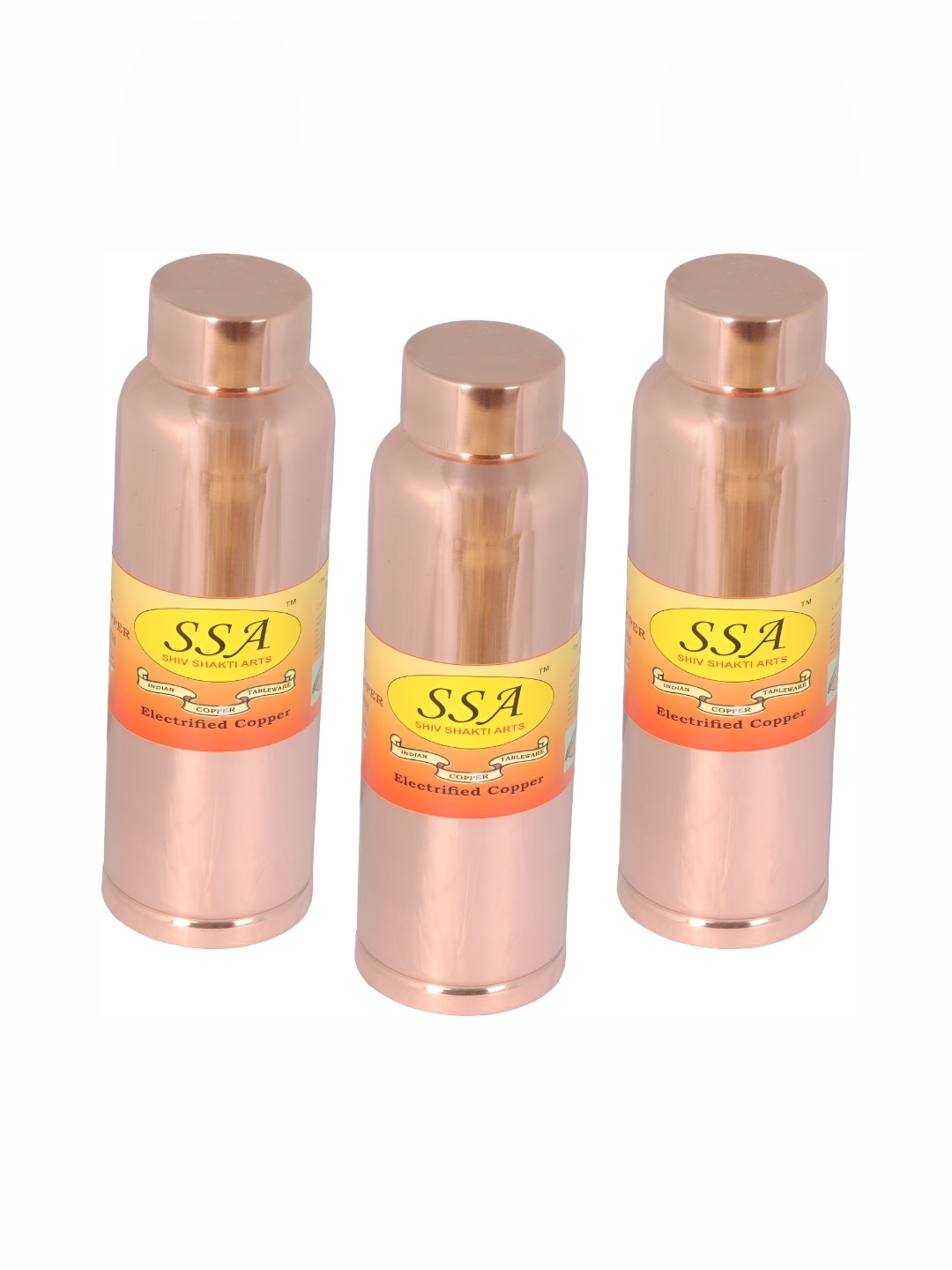 

Shivshakti Arts Copper Toned 3 Pieces Copper Water Bottle 1 Ltr