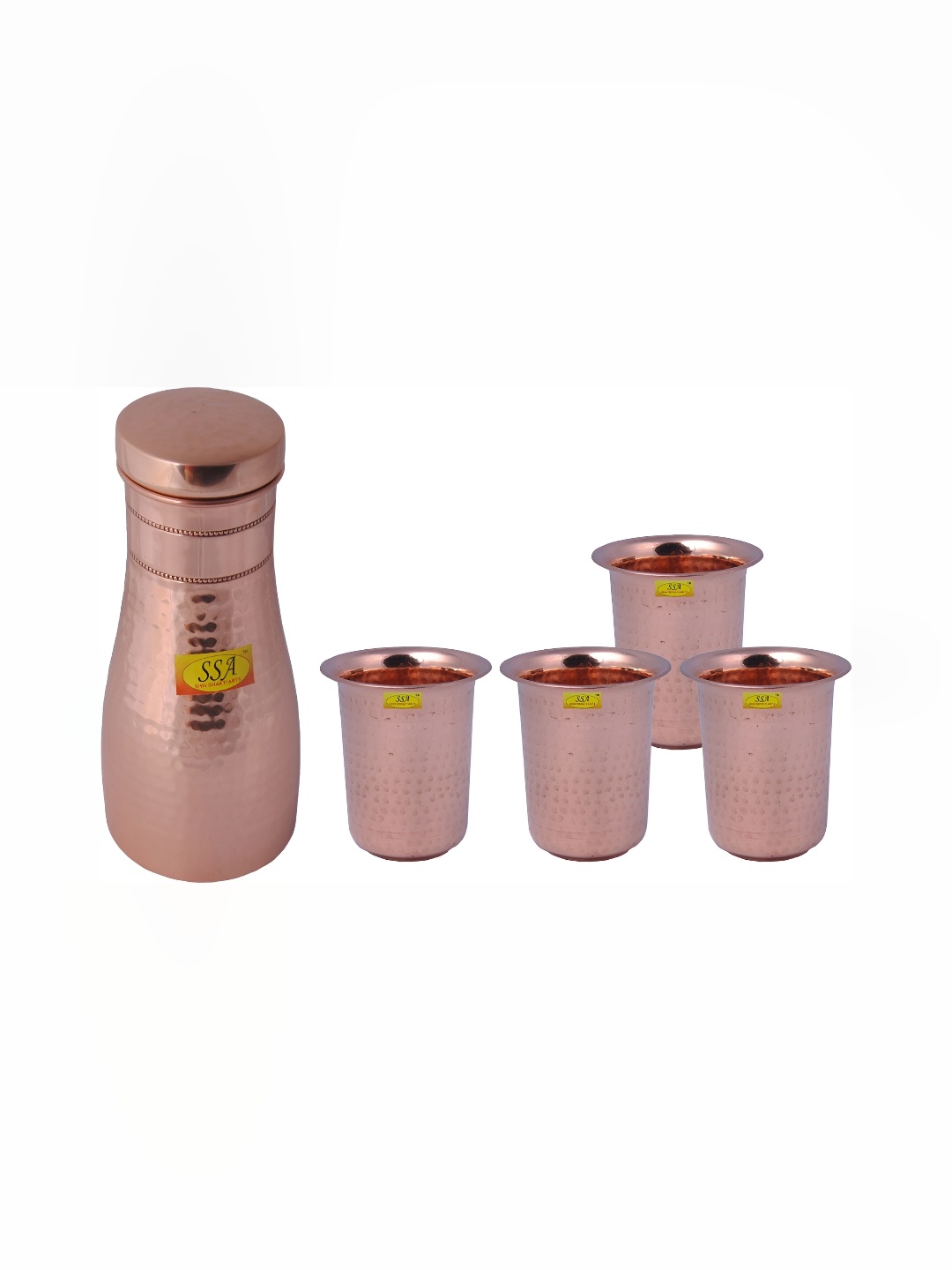 

Shivshakti Arts Copper Toned 5 Pieces Copper Water Bottle with Glass
