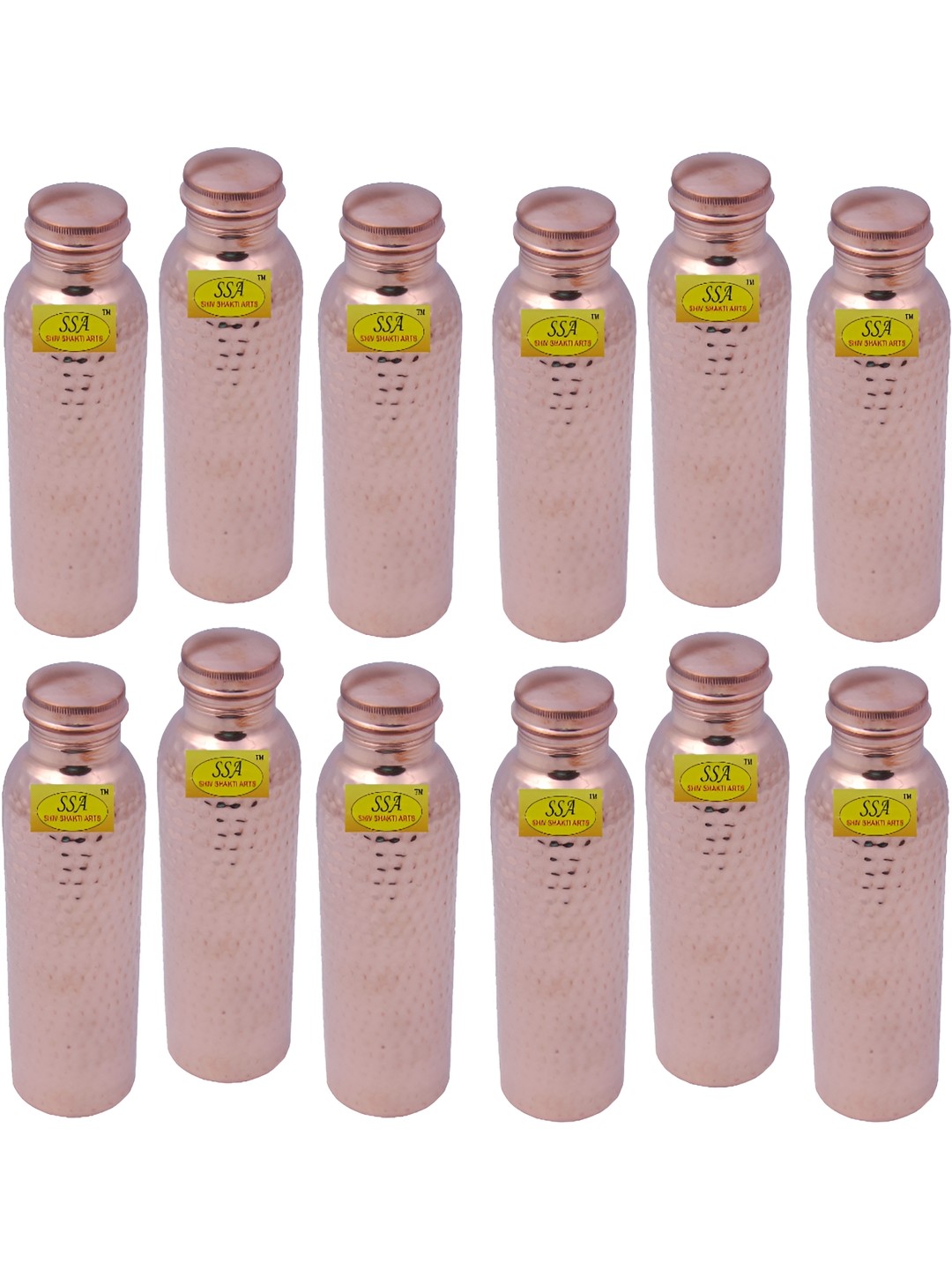 

Shivshakti Arts Copper Toned 12 Pieces Copper Water Bottle 850 ml