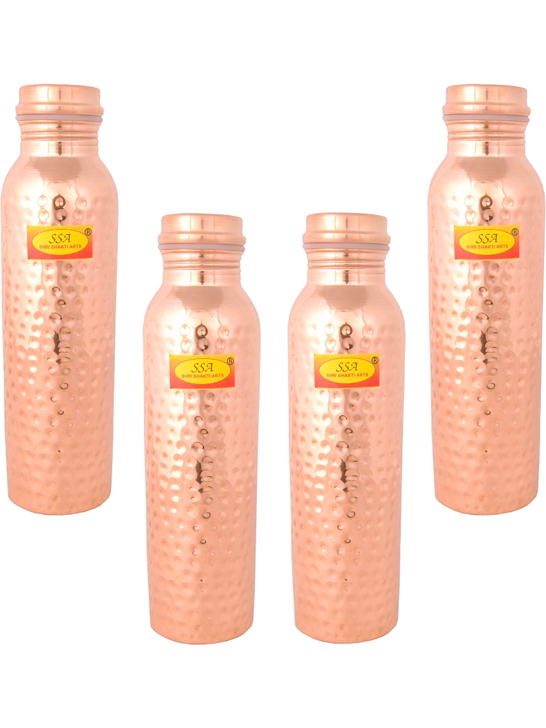 

Shivshakti Arts Copper Toned 4 Pieces Copper Water Bottle 1 L Each