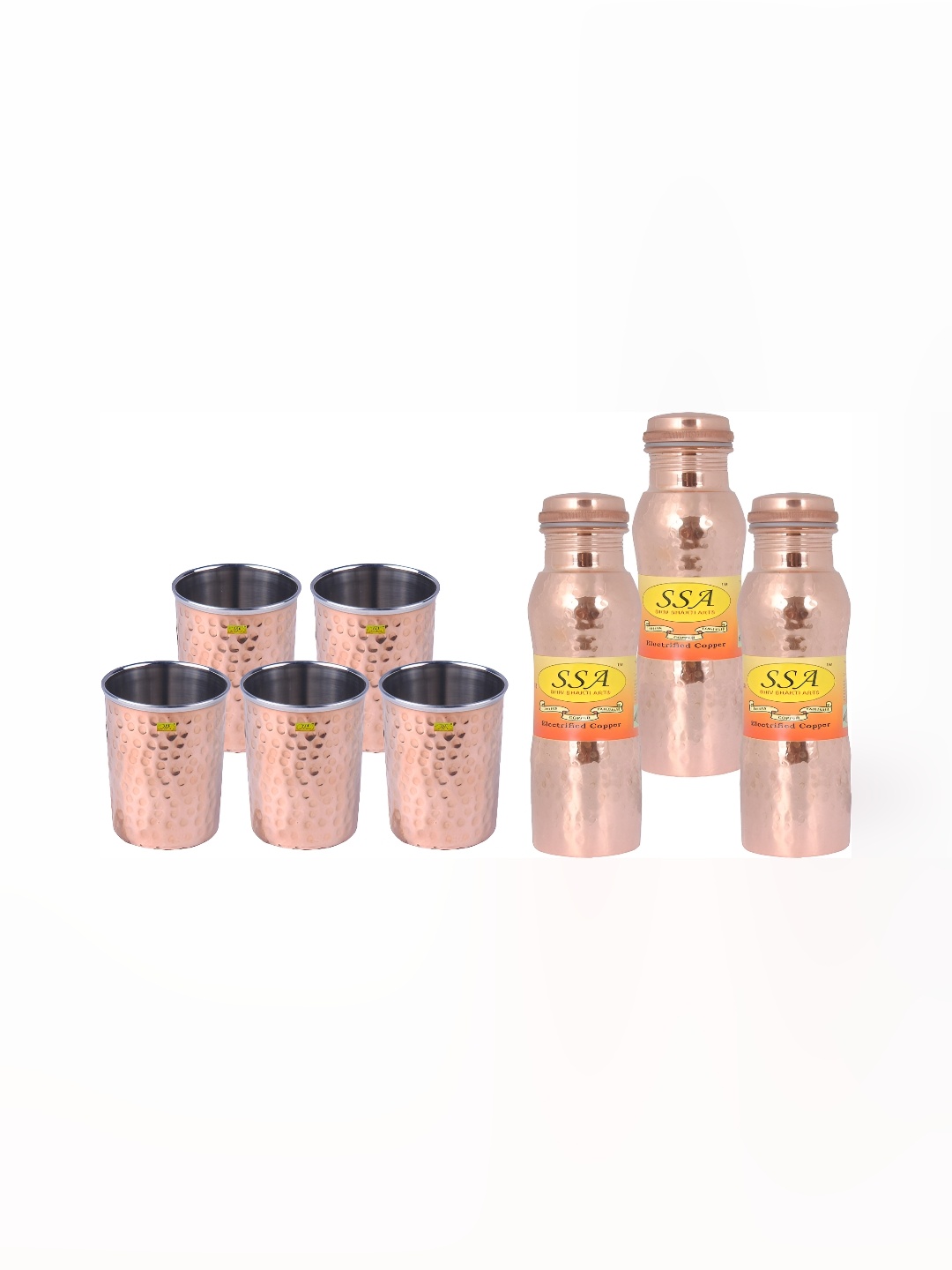 

Shivshakti Arts Copper Toned 8 Pieces Copper Water Bottle