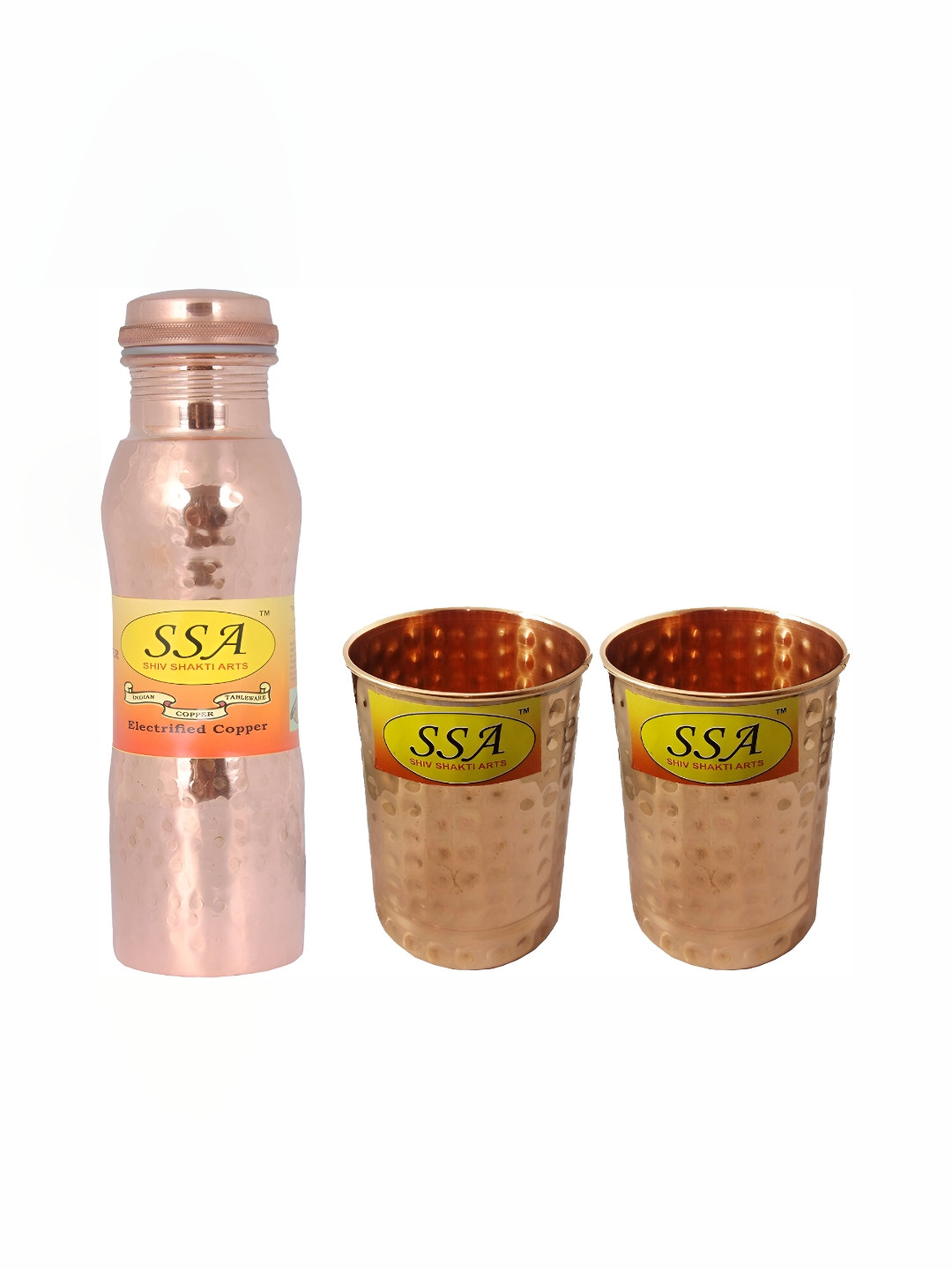 

Shivshakti Arts Copper-Toned 3 Pieces Copper Solid Water Bottle