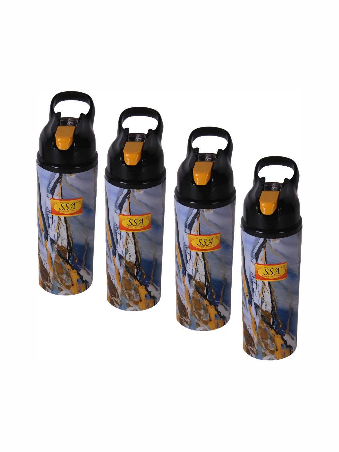 

Shivshakti Arts Blue & White 4 Pieces Copper Water Bottle 500 ML