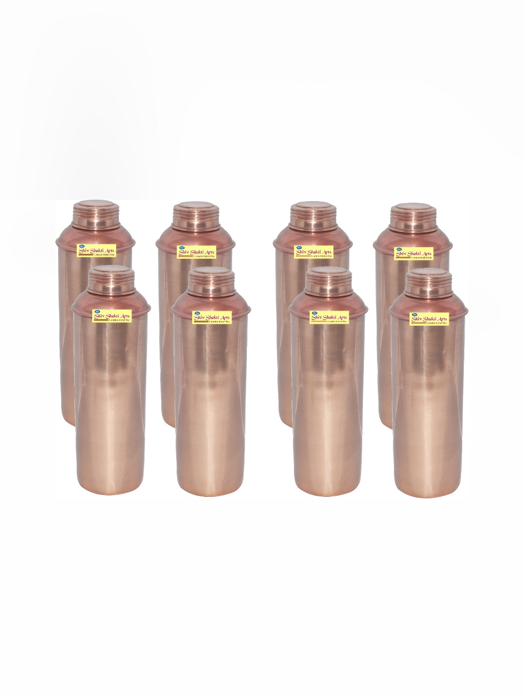 

Shivshakti Arts Copper Toned 8 Pieces Copper Water Bottle 900 ml