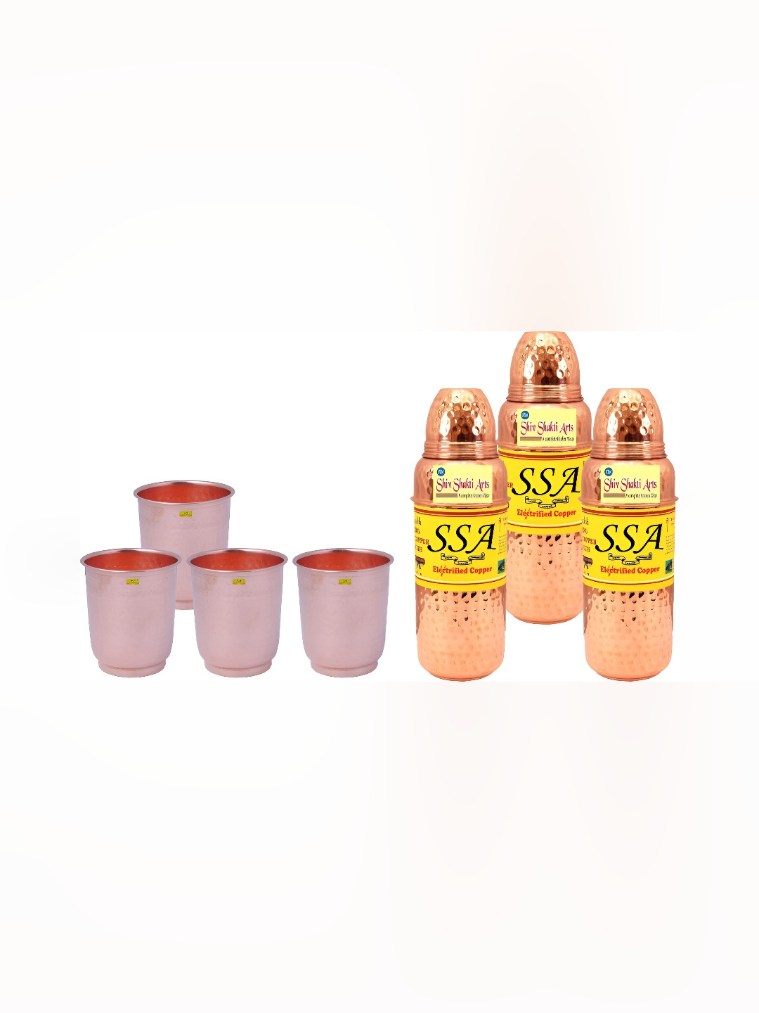 

Shivshakti Arts Copper Toned 7 Pieces Copper Water Bottle With Glass