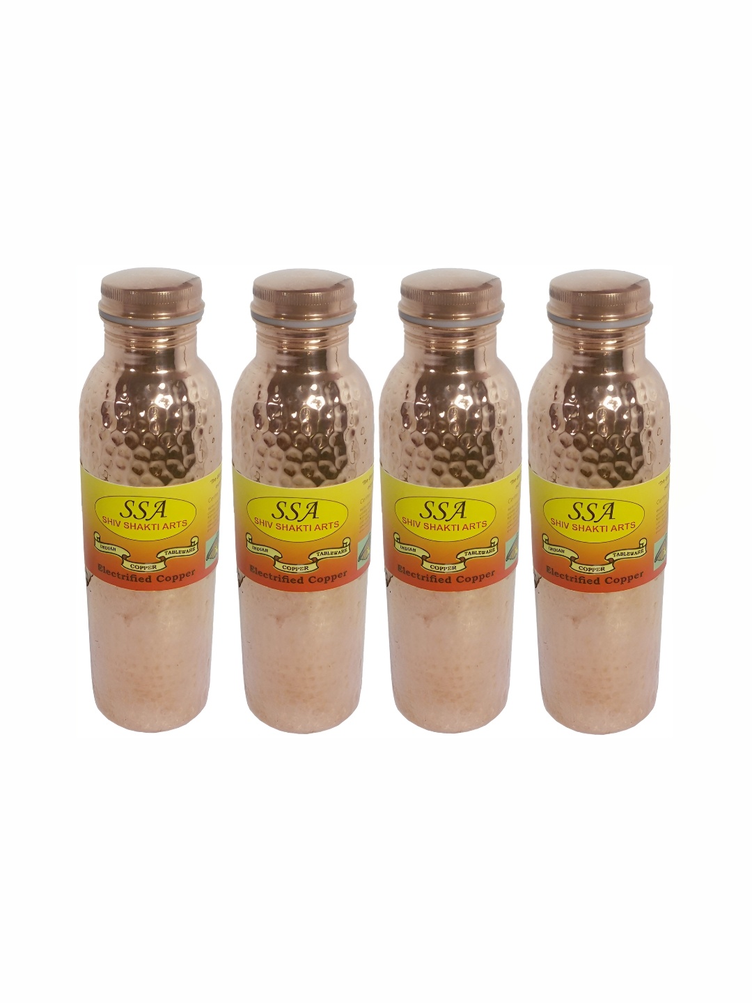 

Shivshakti Arts Gold Toned 4 Pieces Copper Water Bottle 850 ml