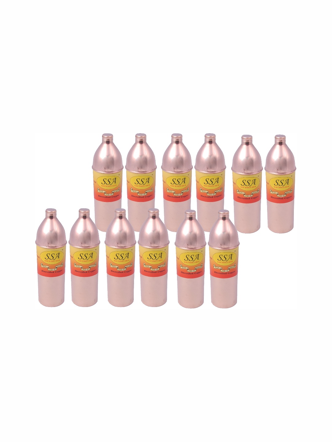 

Shivshakti Arts Brown 12 Pieces Copper Water Bottle 800 ml