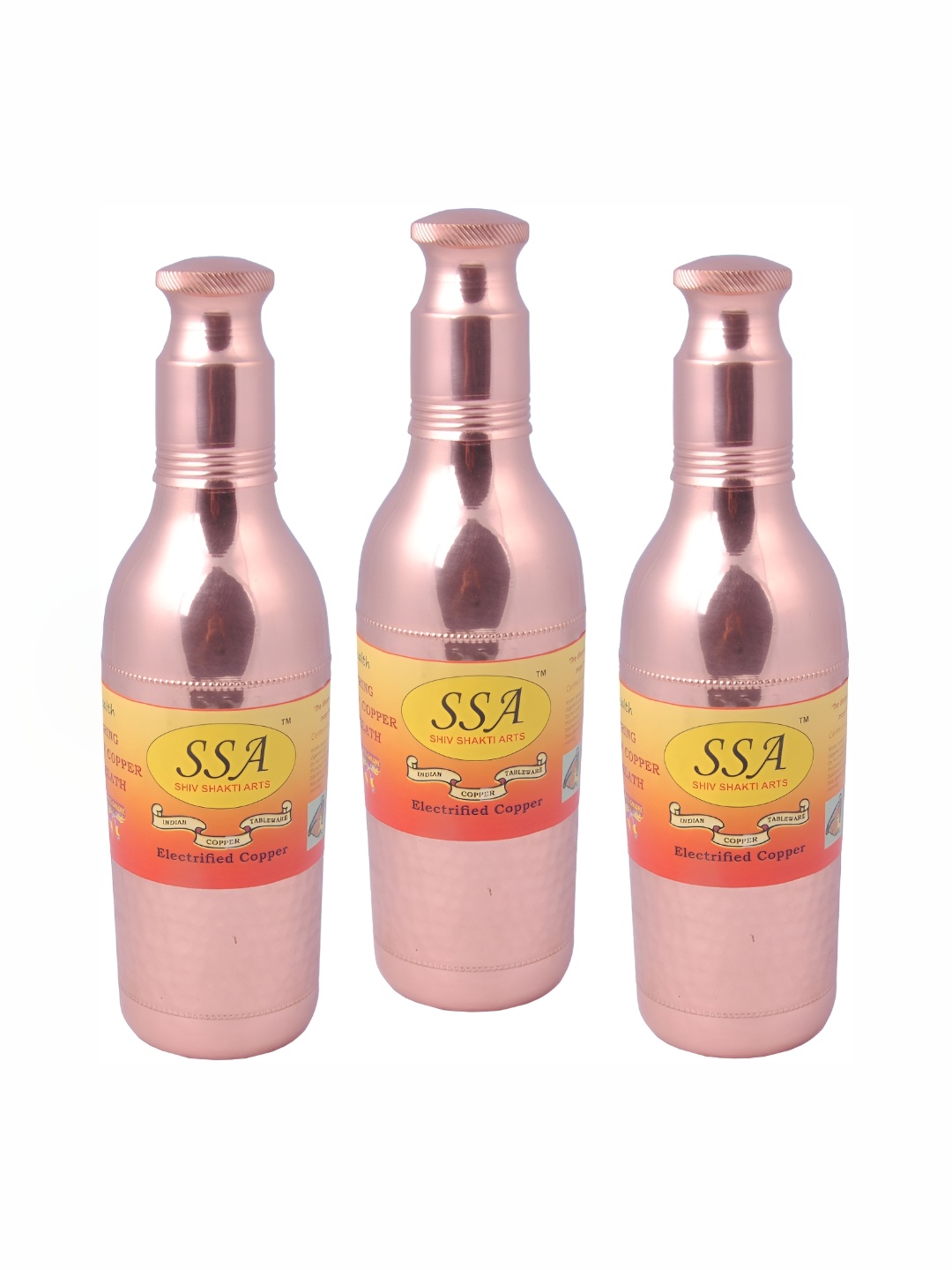 

Shivshakti Arts Brown 3 Pcs Copper Solid Water Bottle 1.6L