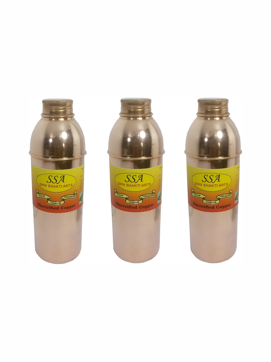 

Shivshakti Arts Brown 3 Pieces Copper Water Bottles 900 Ml