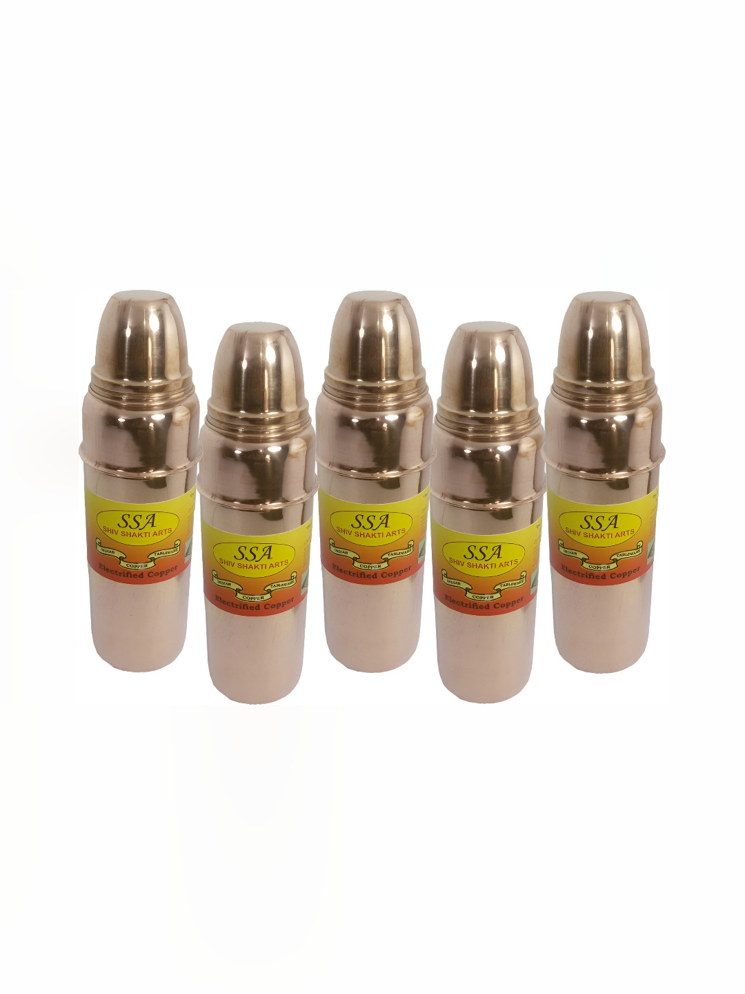 

Shivshakti Arts Brown 5 Pieces Copper Water Bottles 750 Ml