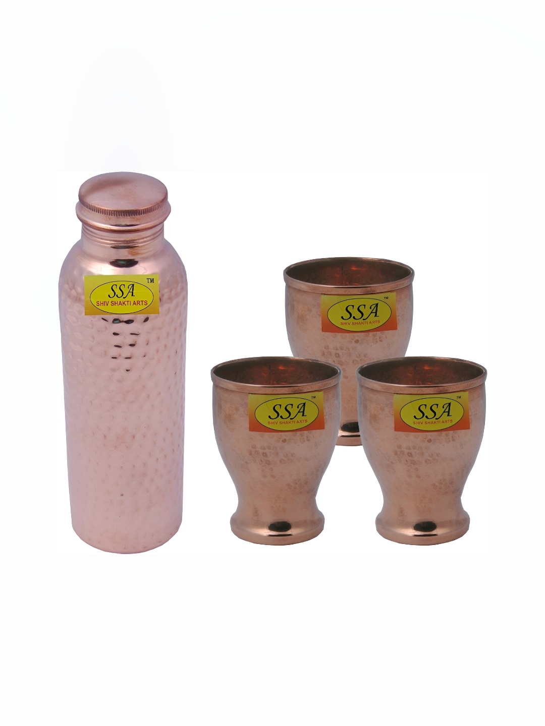 

Shivshakti Arts Copper-Toned Set of 4 Copper Water Bottle & Glasses