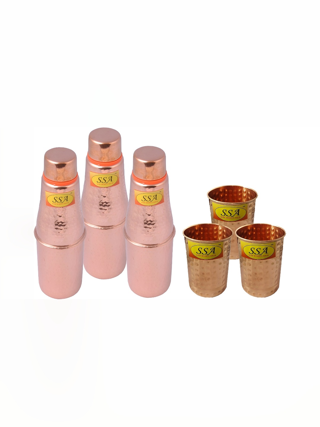 

Shivshakti Arts Copper-Toned 6 Pieces Copper Solid Water Bottle