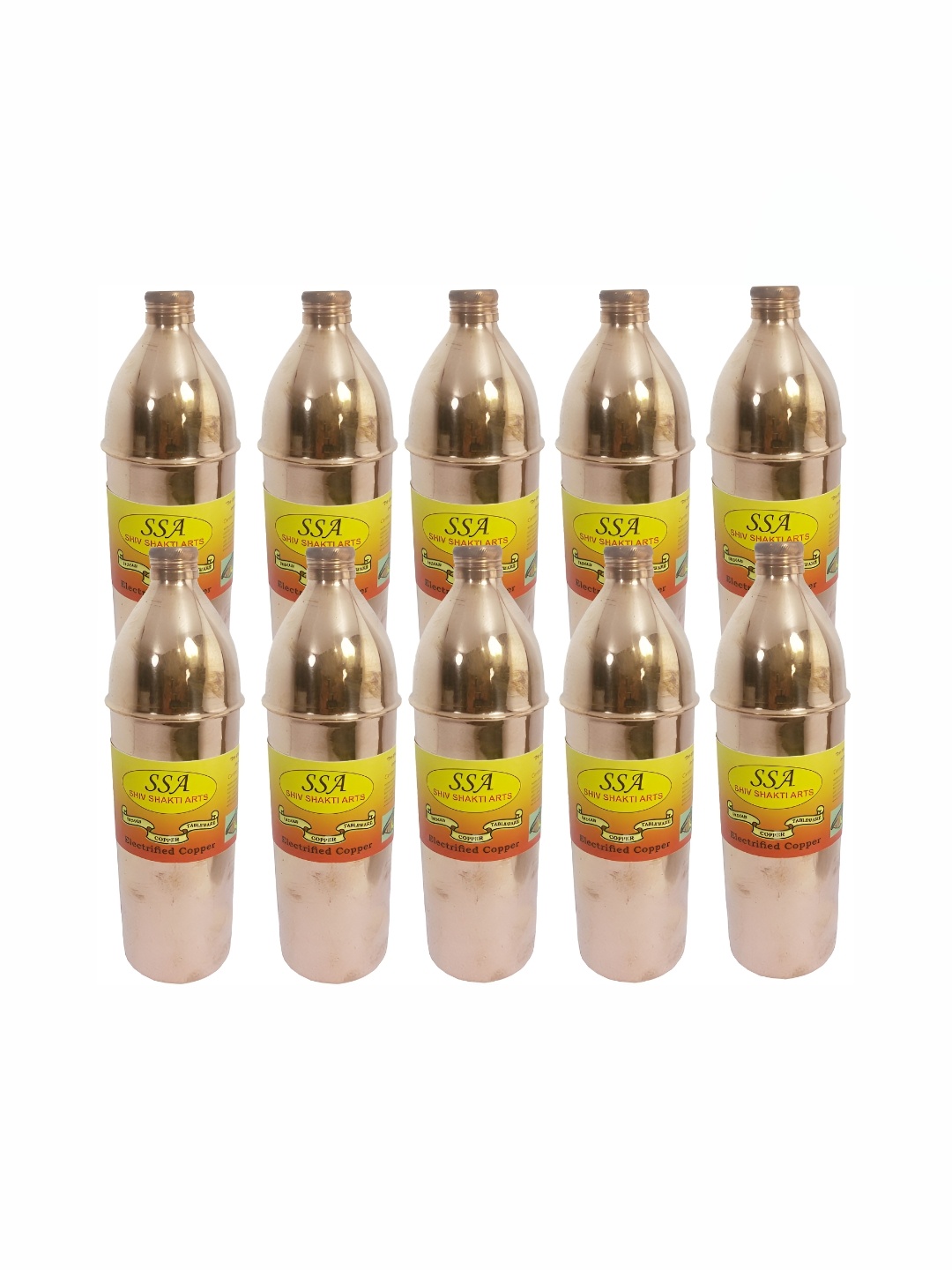 

Shivshakti Arts Brown 10 Pieces Copper Water Bottle With Glasses 800 ml