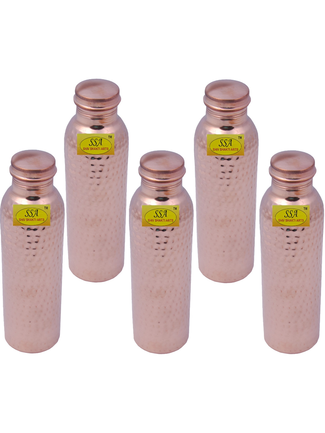 

Shivshakti Arts Brown 5 Pieces Textured Copper Water Bottle 850 ml