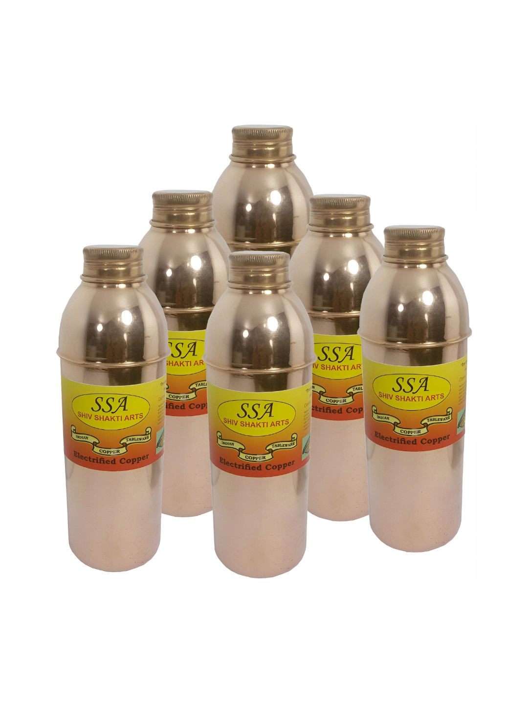 

Shivshakti Arts Brown 6 Pieces Copper Water Bottle With Glasses 900 ml