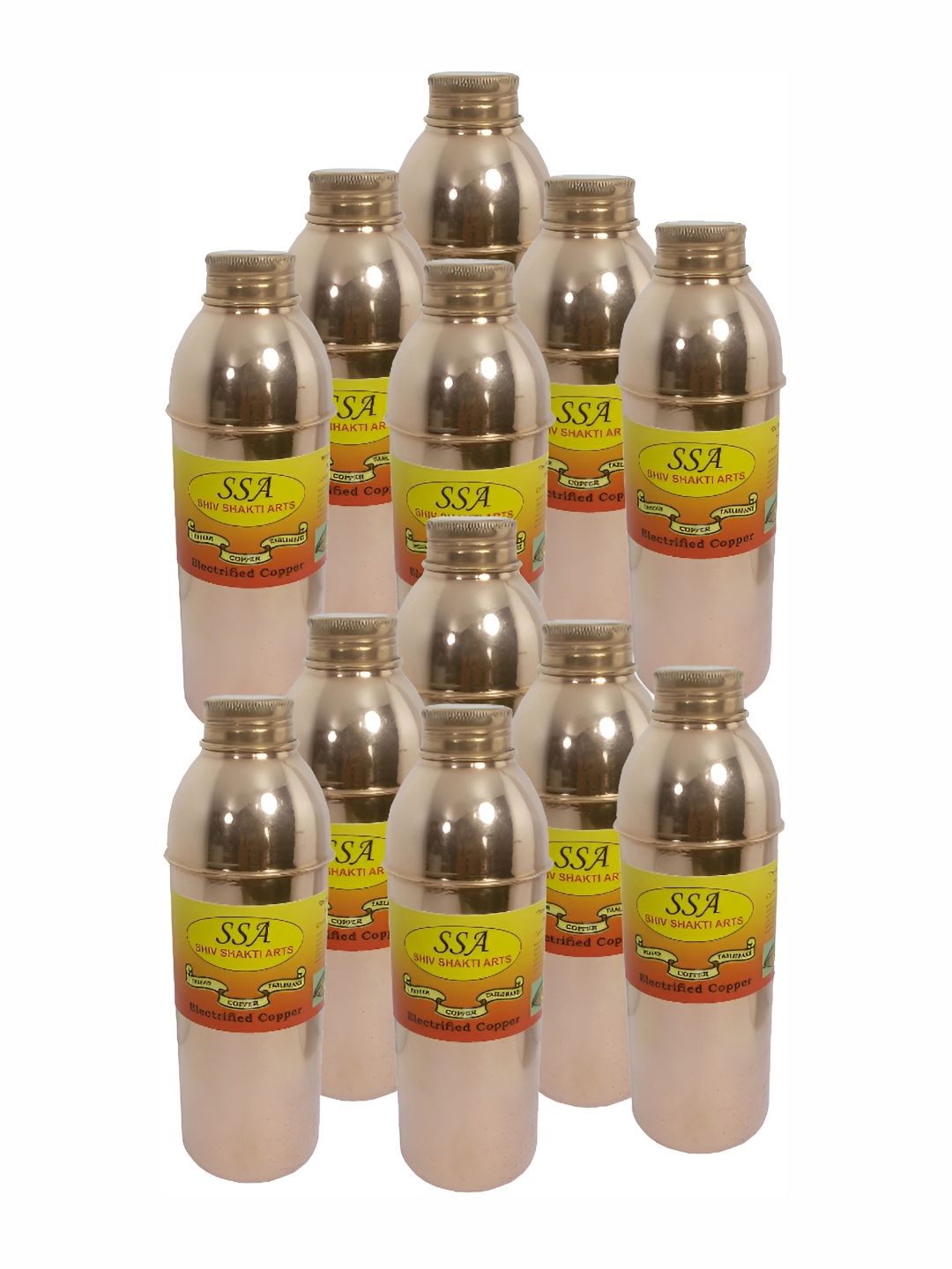 

Shivshakti Arts Brown 12 Pieces Textured Copper Water Bottle 900 ml
