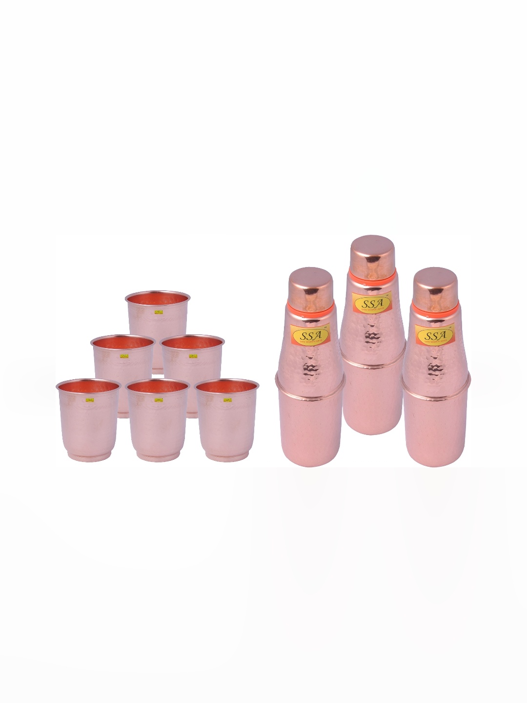 

Shivshakti Arts Copper Toned 9 Pieces Copper Water Bottle With Glasses