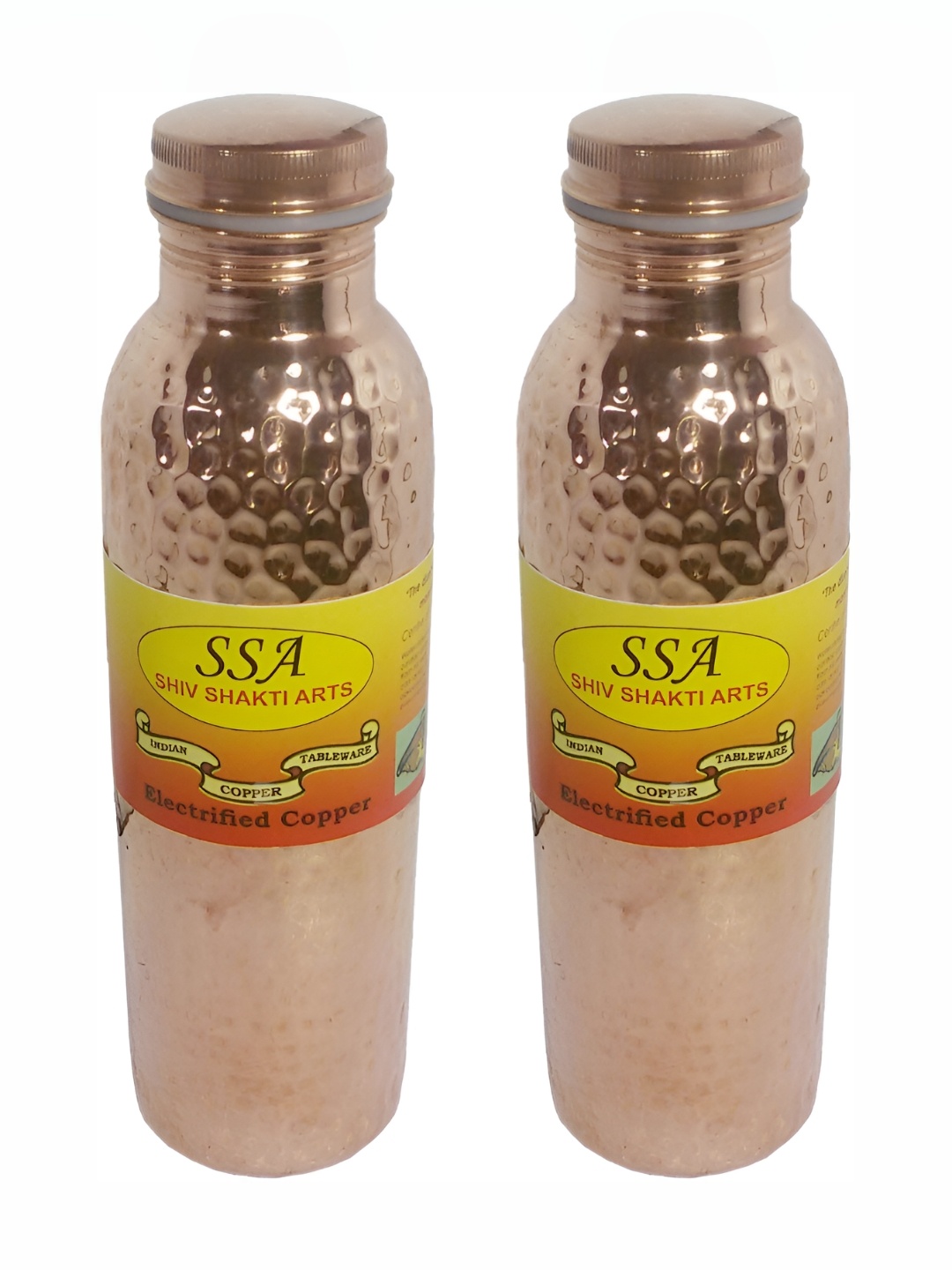 

Shivshakti Arts Brown 2 Pieces Textured Copper Water Bottle 850 ml