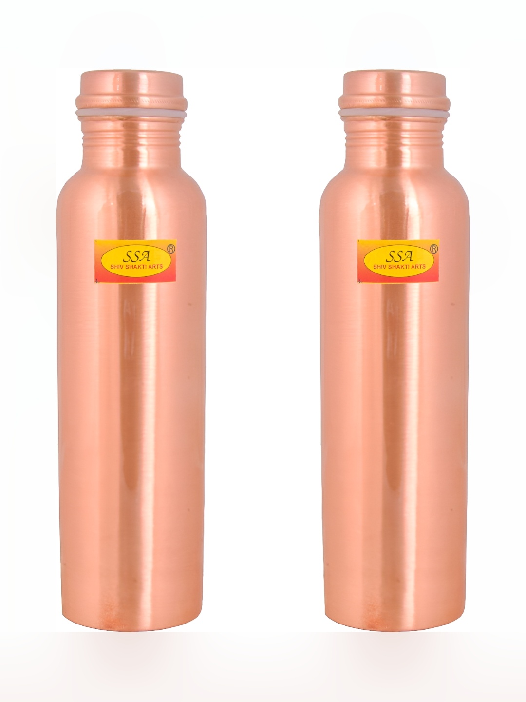 

Shivshakti Arts Copper Toned 2 Pieces Copper Water Bottle 1 Ltr Each