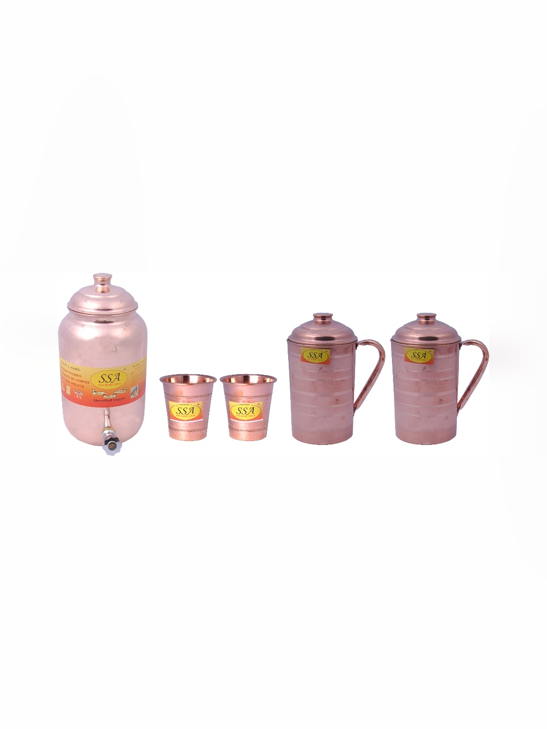 

Shivshakti Arts 5 Pieces Copper Toned Jug & Glass Set, Brown