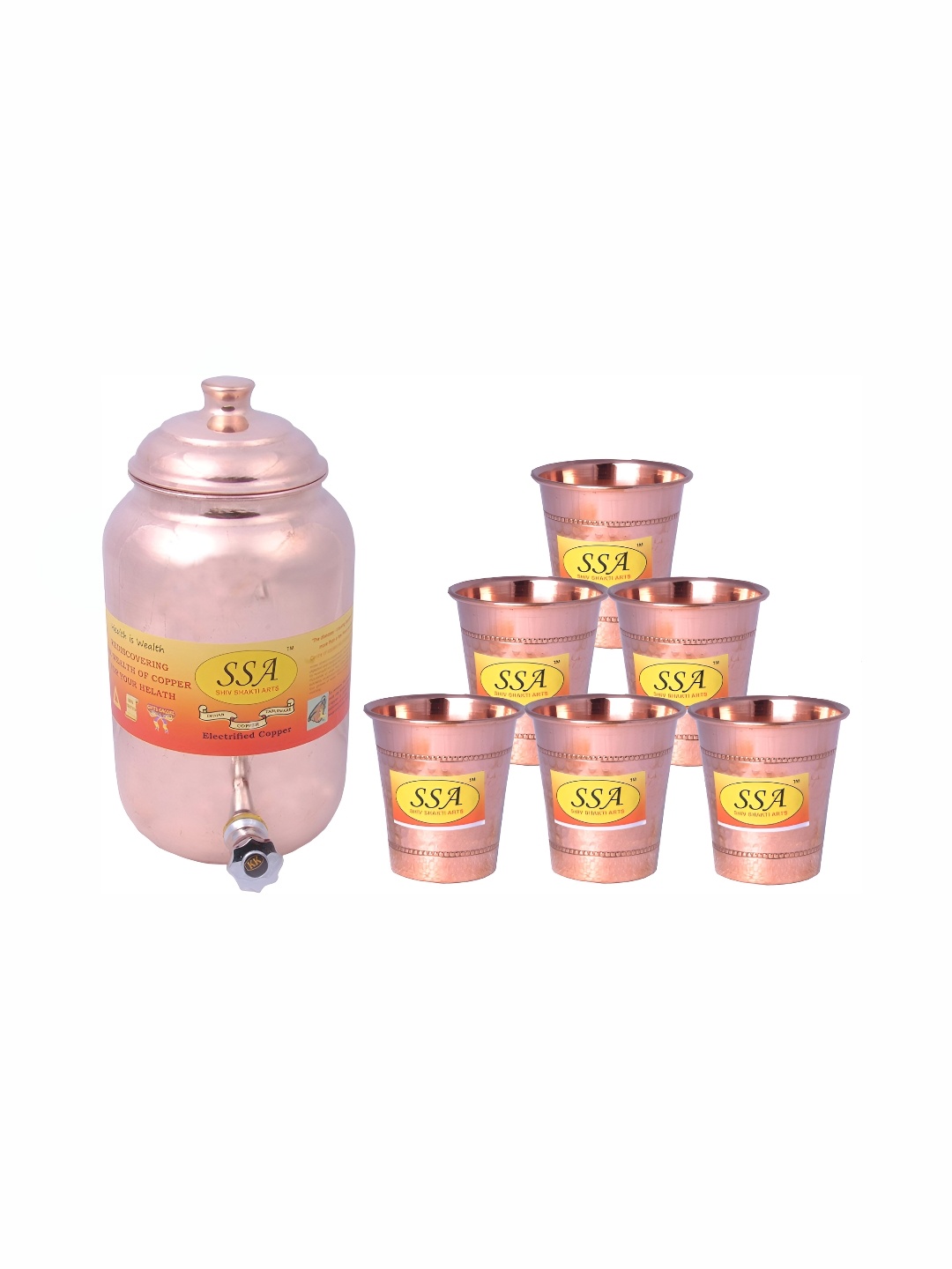 

Shivshakti Arts 6 Pieces Copper Toned Jug & Glass