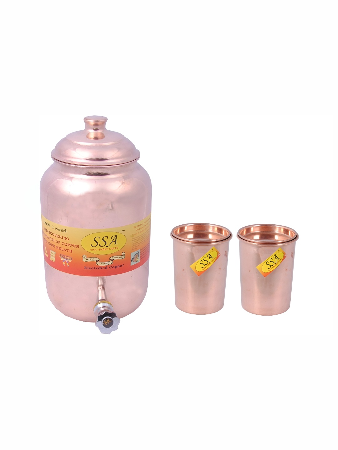 

Shivshakti Arts 3 Pieces Copper Jug & Glass Set