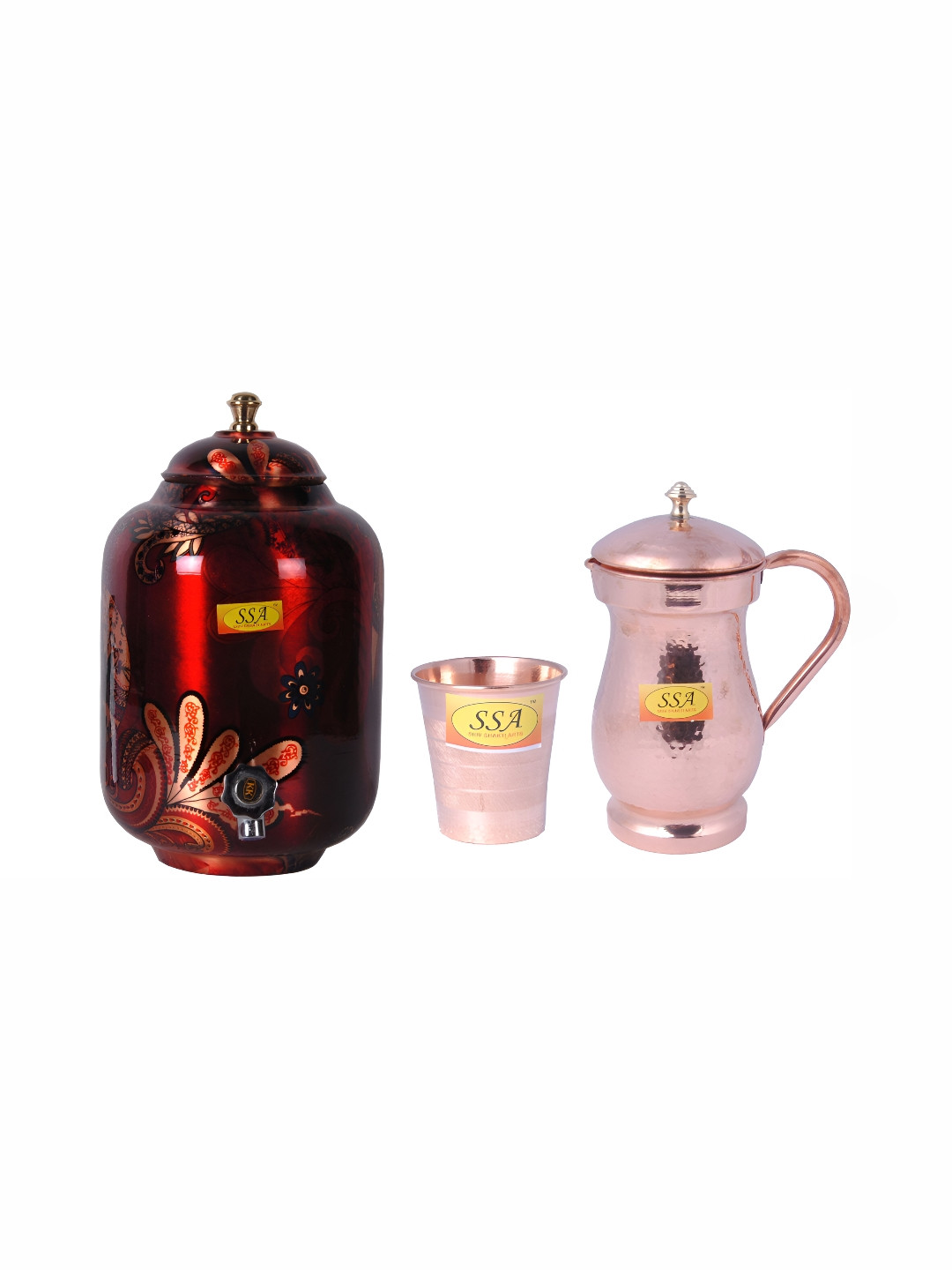 

Shivshakti Arts Red & Copper Toned 3 Pieces Jug & Glass Set