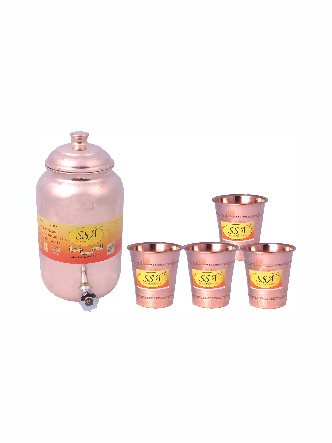 Shivshakti Arts Copper Toned 5 Pieces Jug & Glass Set