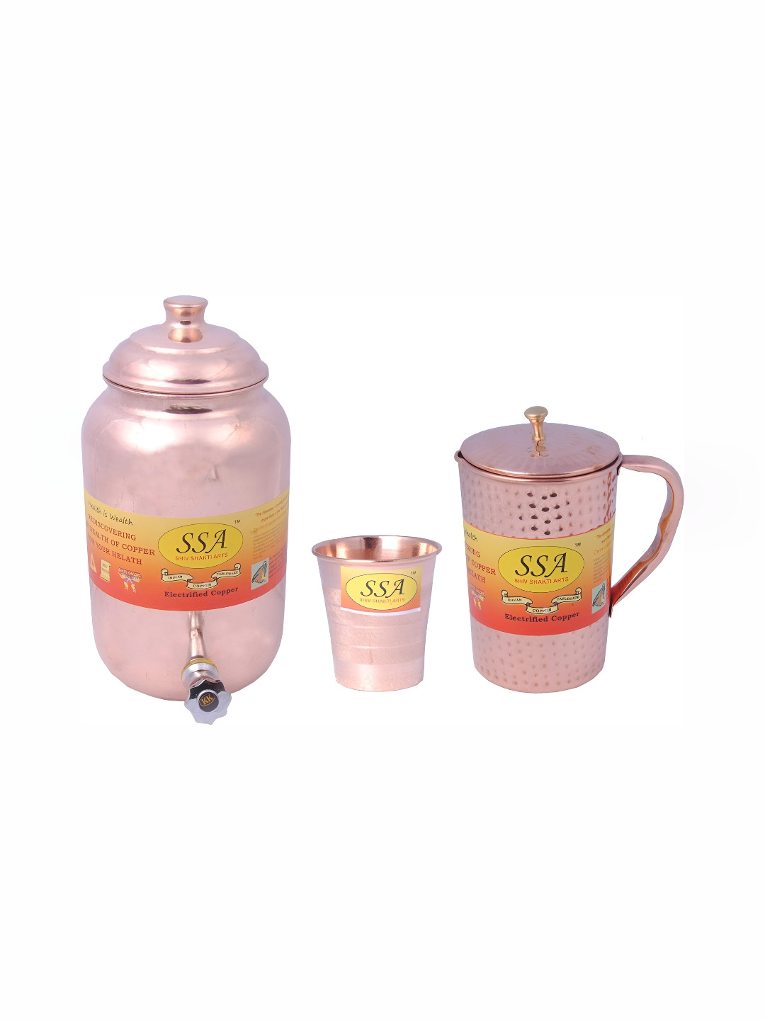 

Shivshakti Arts Brown Copper Jug & Glass Set