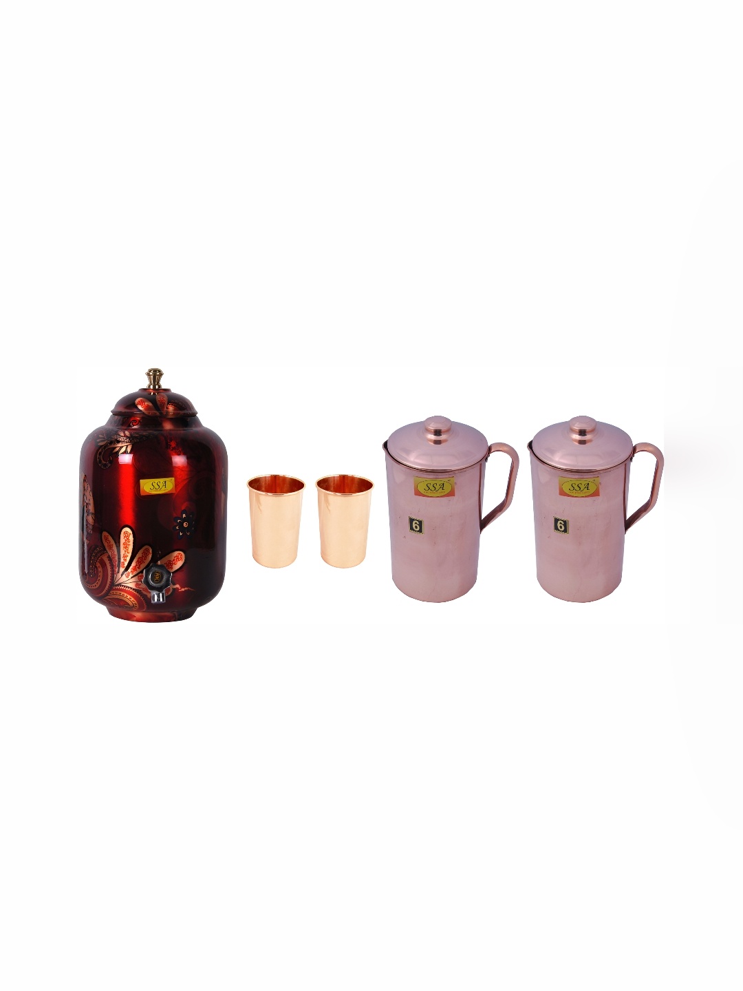 

Shivshakti Arts Red 5 Pieces Copper Jug & Glass Set