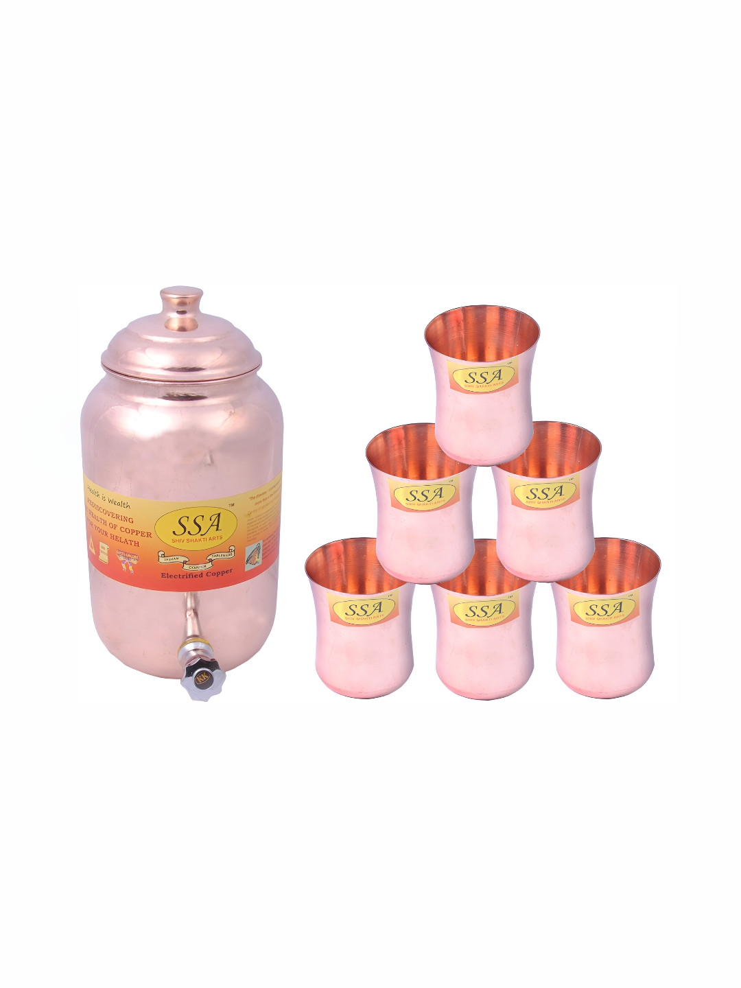 

Shivshakti Arts Brown Copper Water Pot & Glass Set