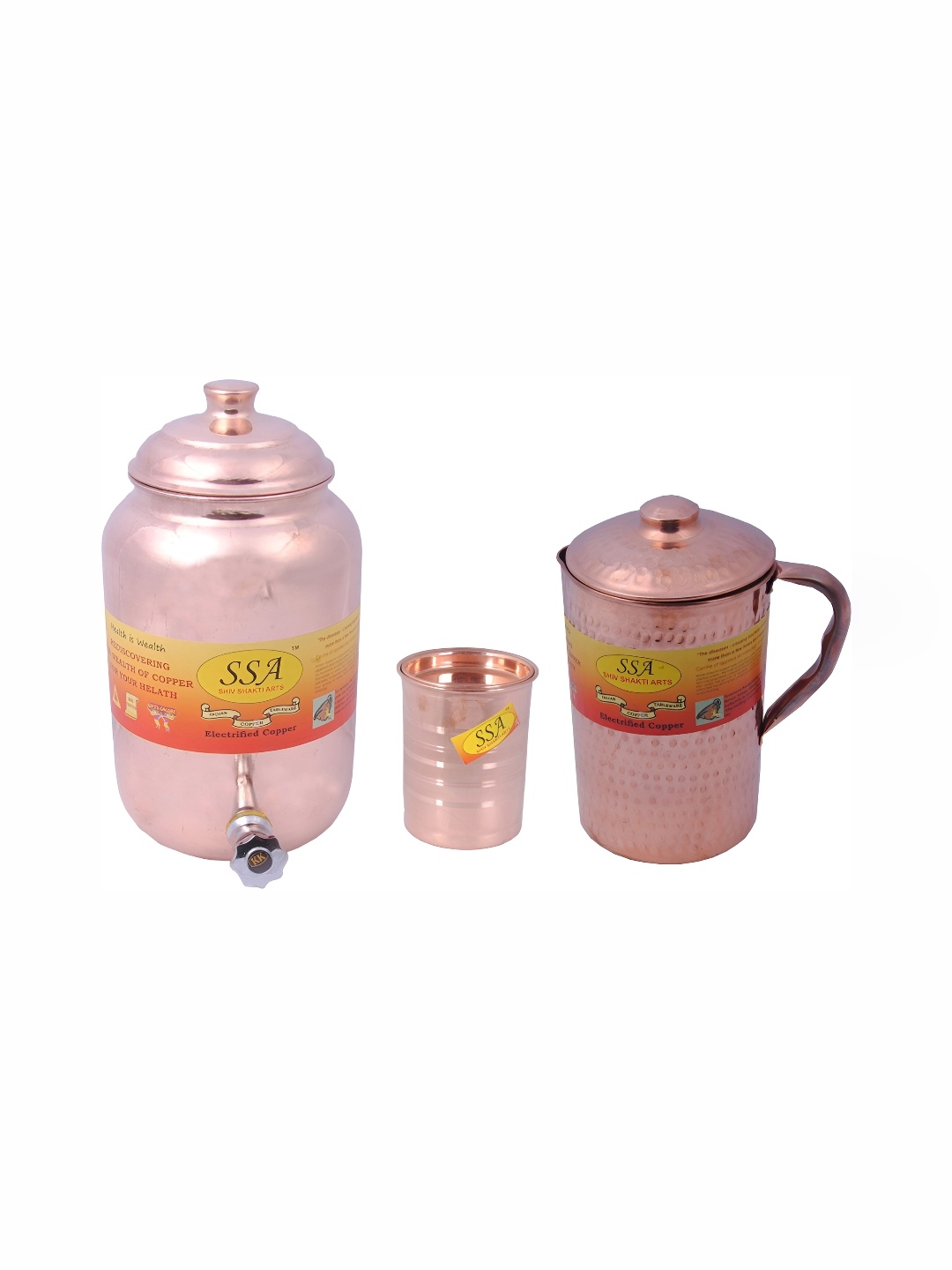 

Shivshakti Arts Brown 3 Pieces Copper Water Jug & Glass Set