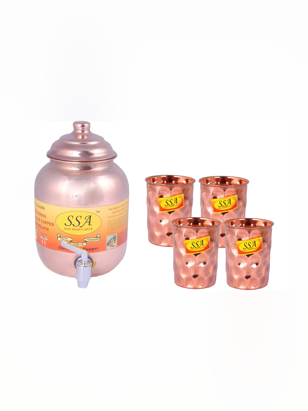 

Shivshakti Arts Brown 5 Pieces Copper Beer Pitcher With Glasses