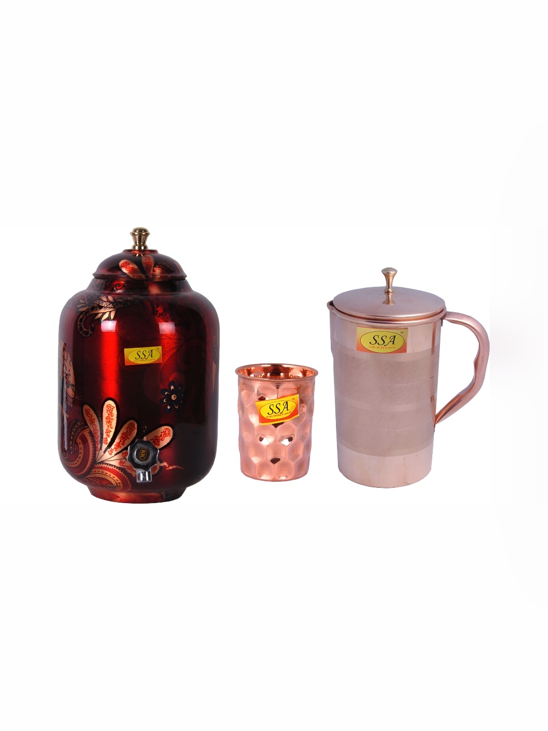 

Shivshakti Arts Red & Copper Toned 3 Pieces Jug & Glass Set