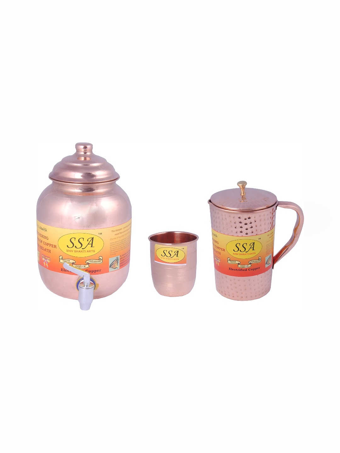 

Shivshakti Arts Copper Toned 3 Pieces Copper Water or Juice Glass Set