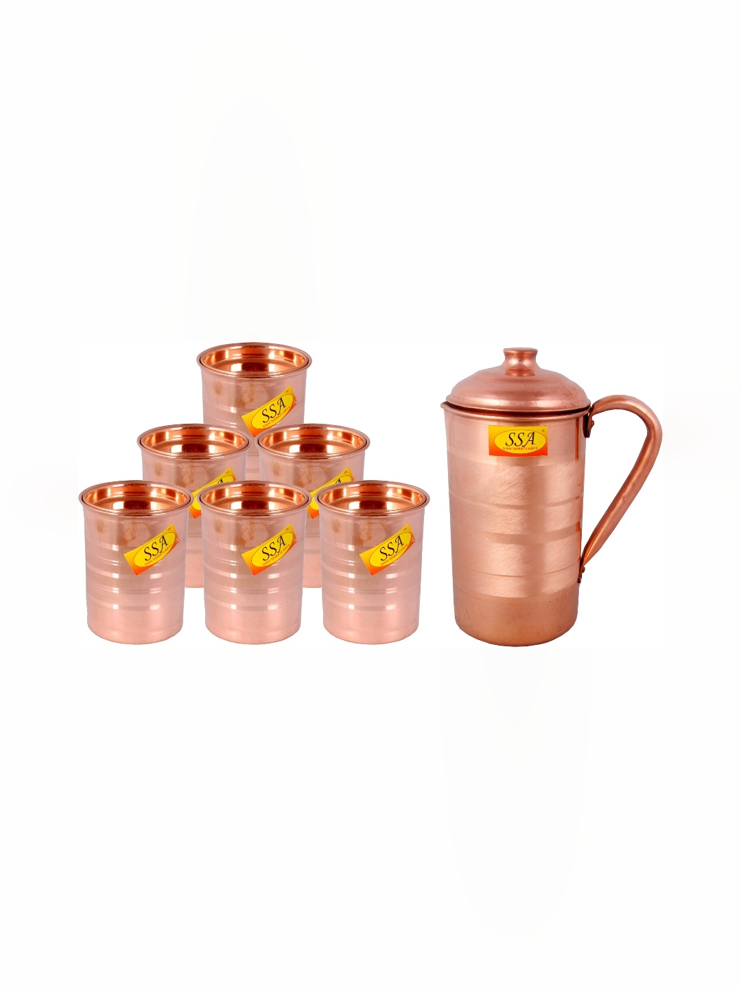 

Shivshakti Arts Brown 6 Pieces Copper Core Jug & Glass Set