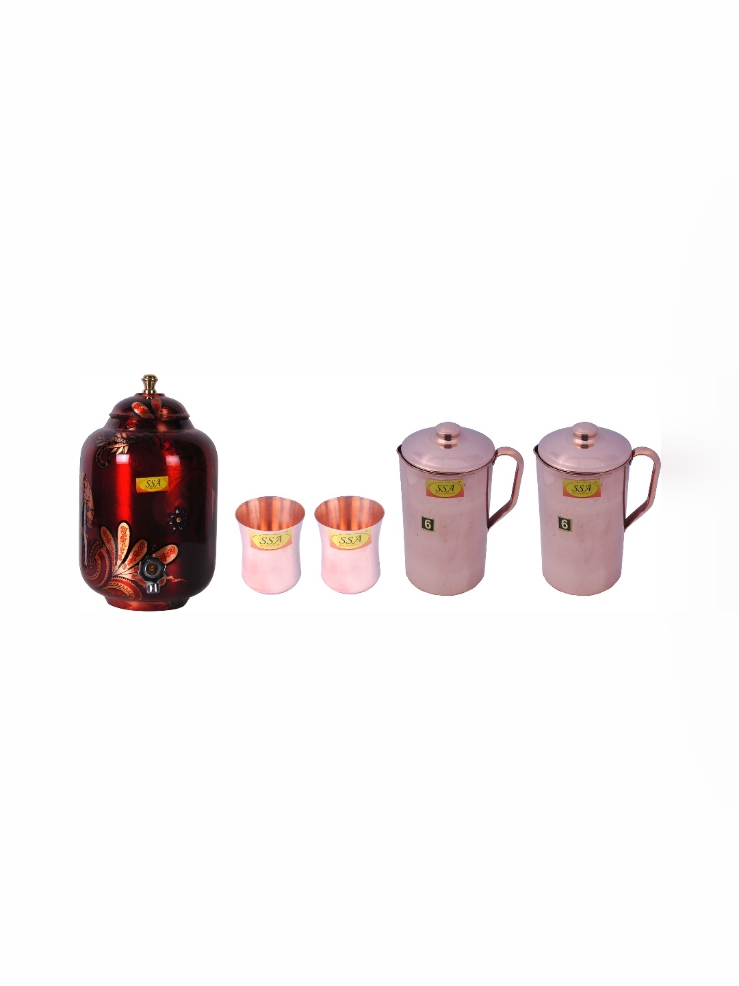 

Shivshakti Arts Red Copper 5 Pieces Jug & Glass