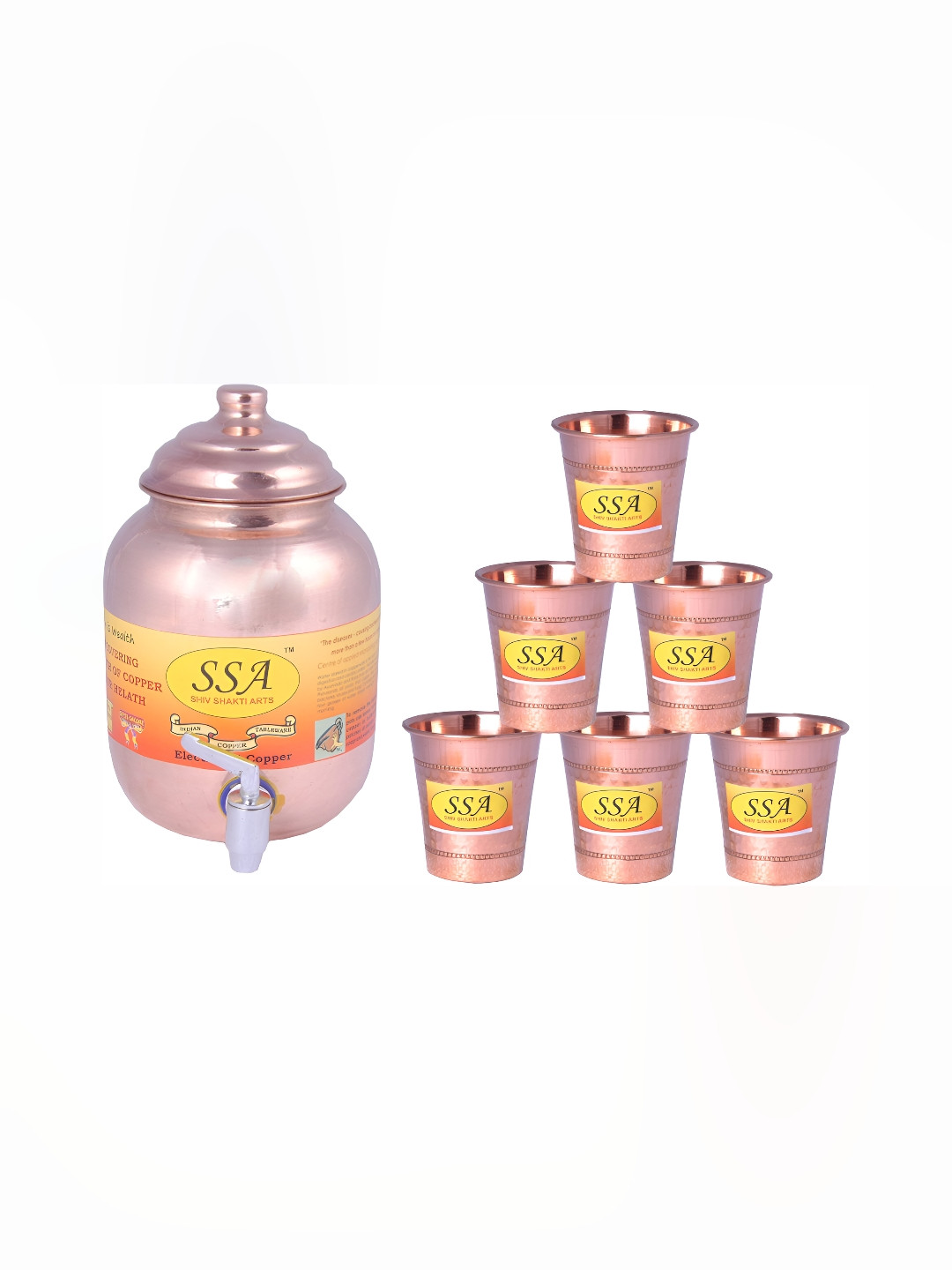 

Shivshakti Arts Brown 7 Pieces Copper Water Jug & Glass Set