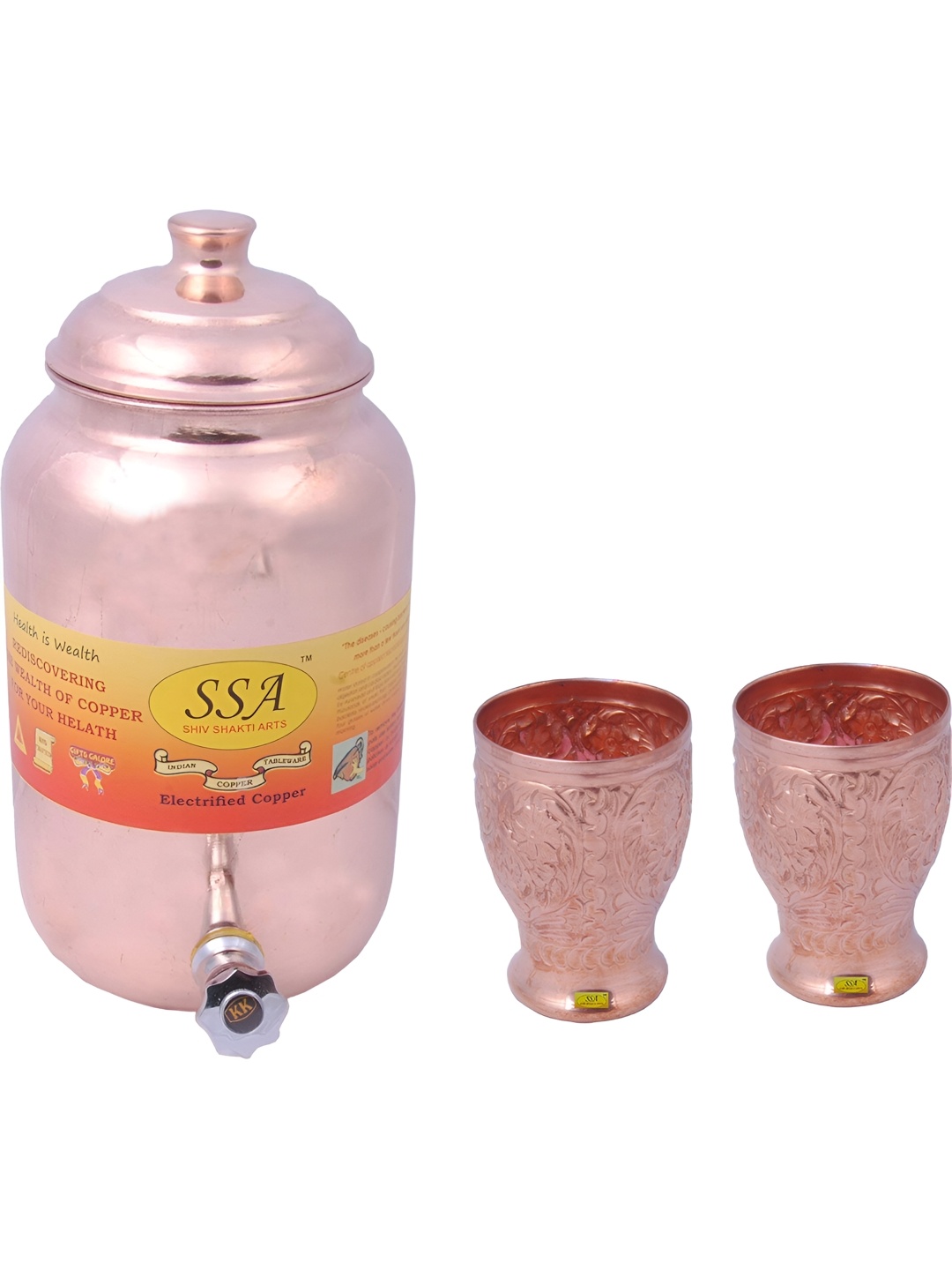 

Shivshakti Arts 3 Pcs Copper Jug & Glass