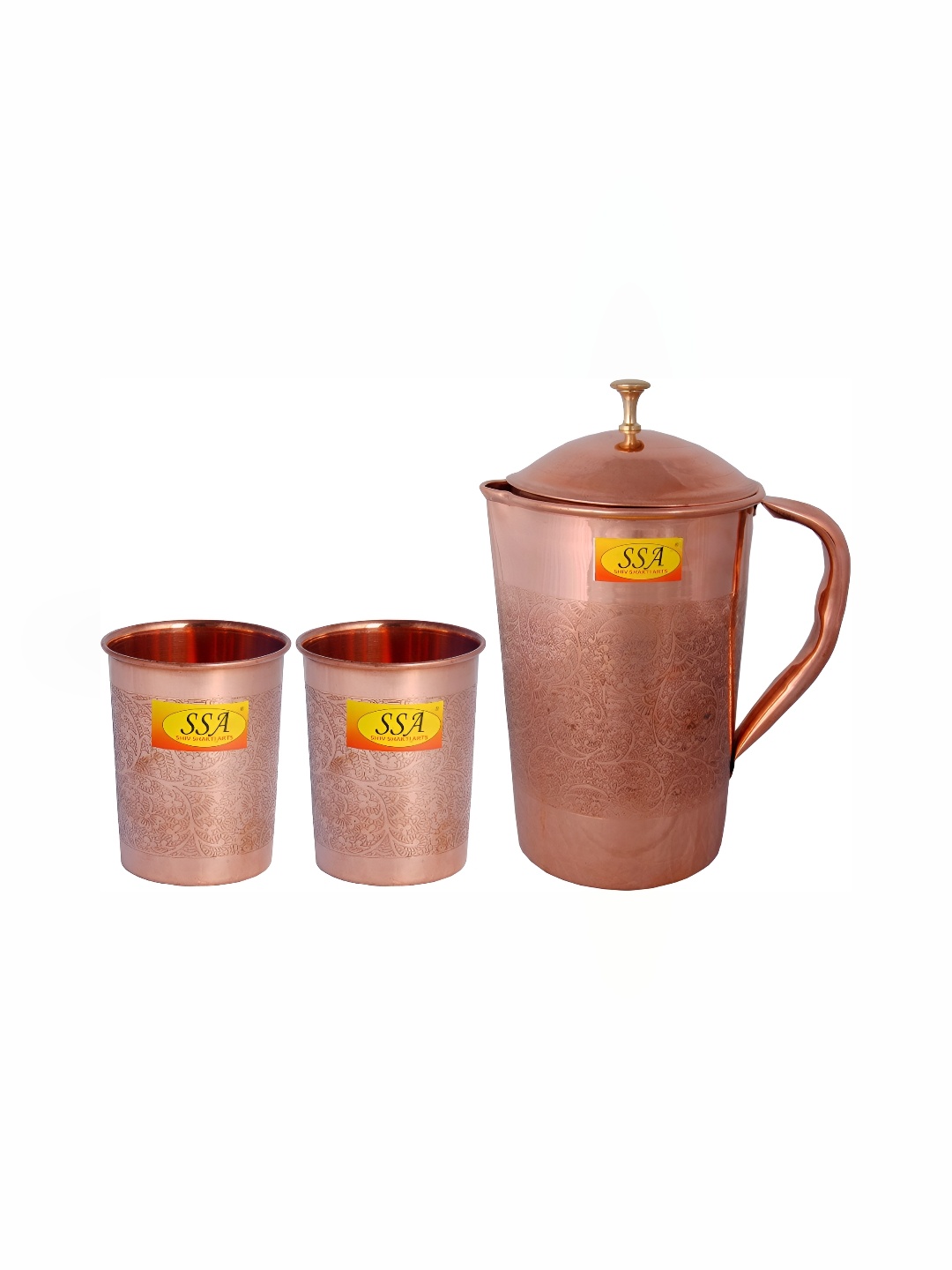 Shivshakti Arts 3 Pieces Copper Toned Jug & Glass Set