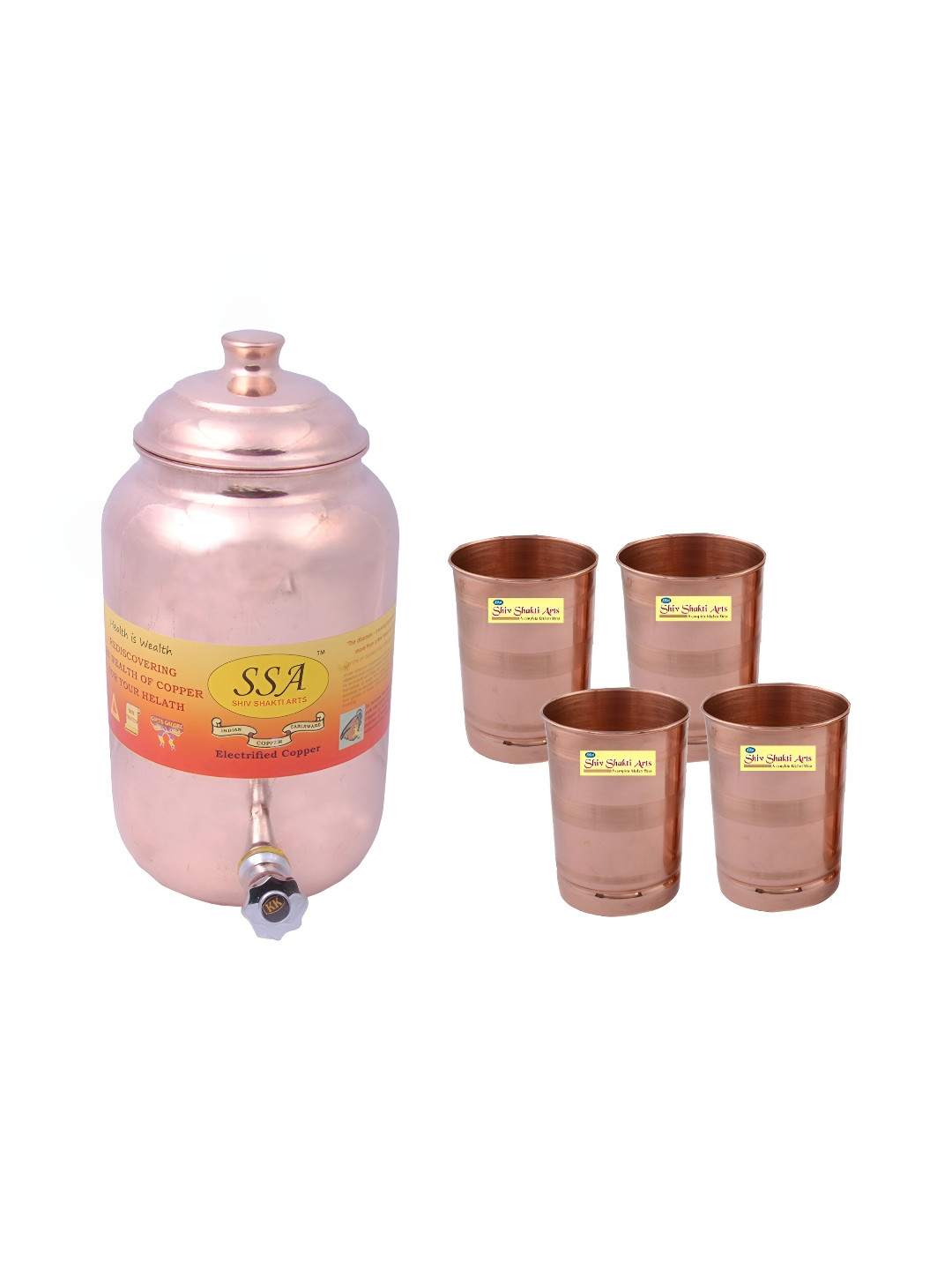 

Shivshakti Arts Brown 5 Pieces Copper Jugs & Glass Set