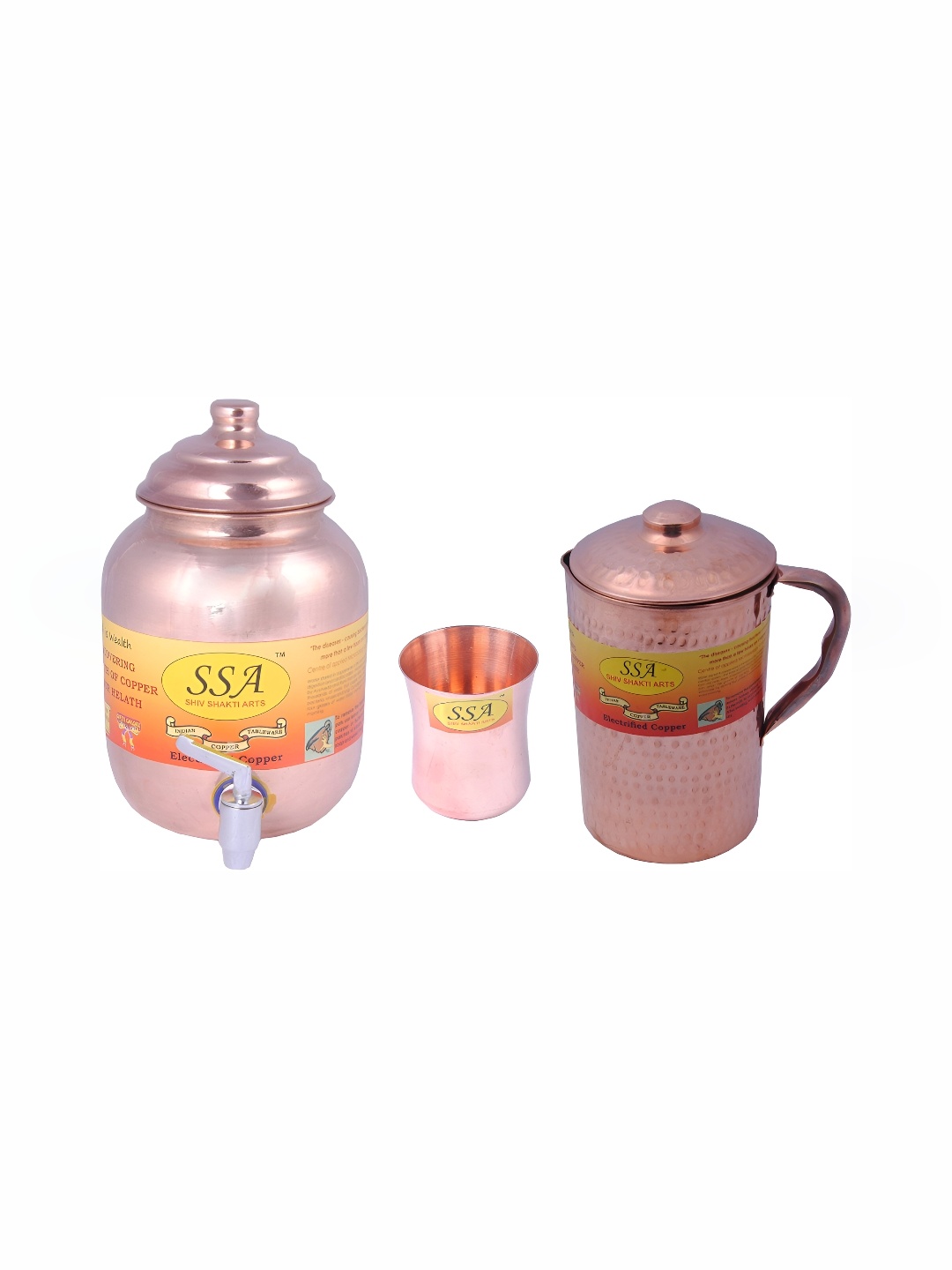 

Shivshakti Arts Brown & Copper Toned 3 Pieces Textured Water Jug & Glasses