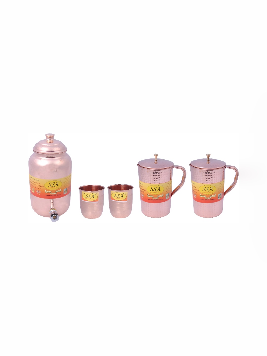

Shivshakti Arts 5 Pieces Copper Water Dispenser Set