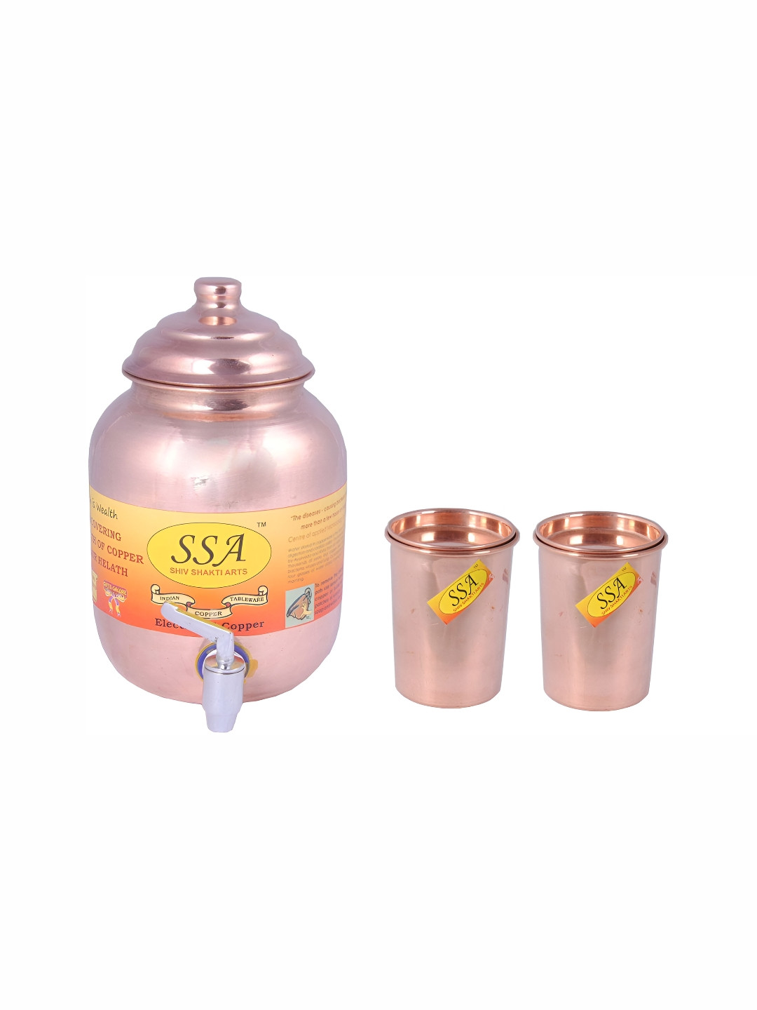

Shivshakti Arts Brown 3 Pieces Copper Water Pot & Glasses Set
