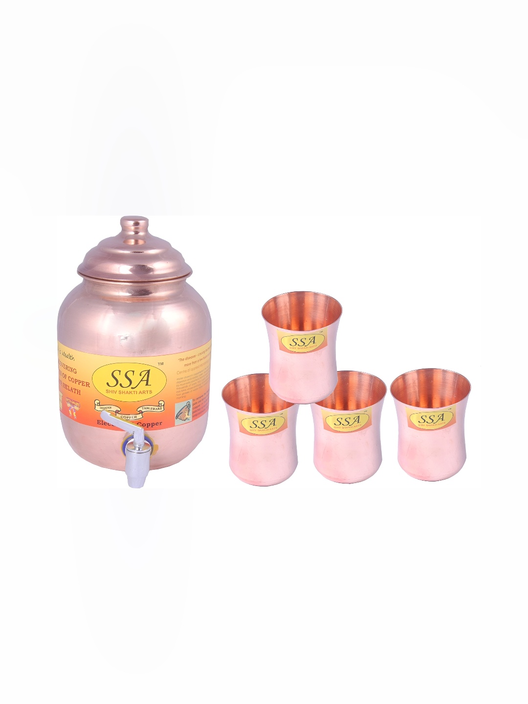 Shivshakti Arts Brown 5 Pieces Copper Jug & Glass Set