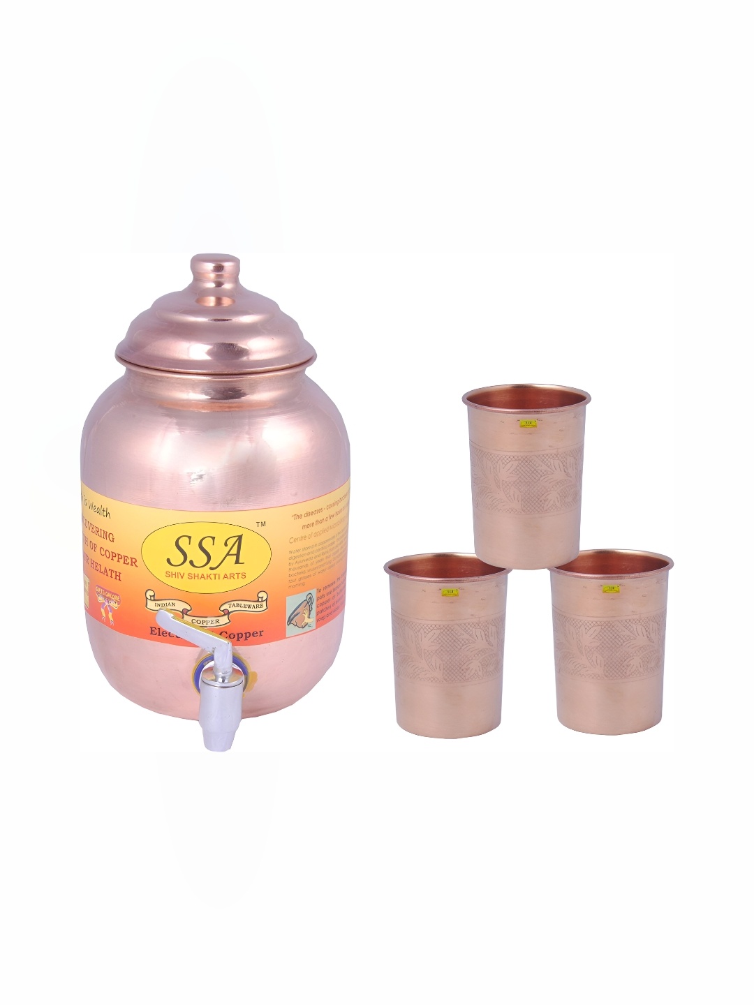 

Shivshakti Arts Brown 4 Pieces Copper Jug & Glass Set