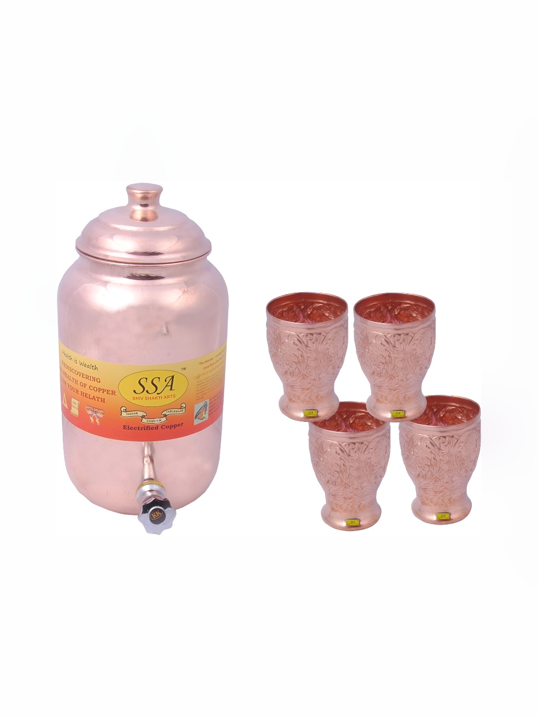 

Shivshakti Arts Brown 5 Pieces Copper Water Jug & Glass Set
