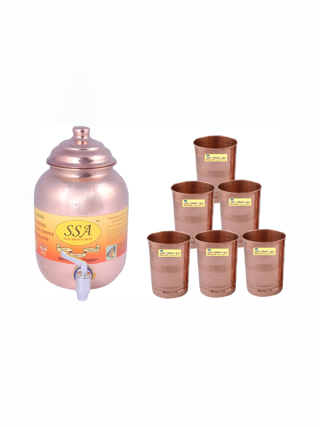 

Shivshakti Arts Brown 7 Pieces Copper Jug & Glass SetCore