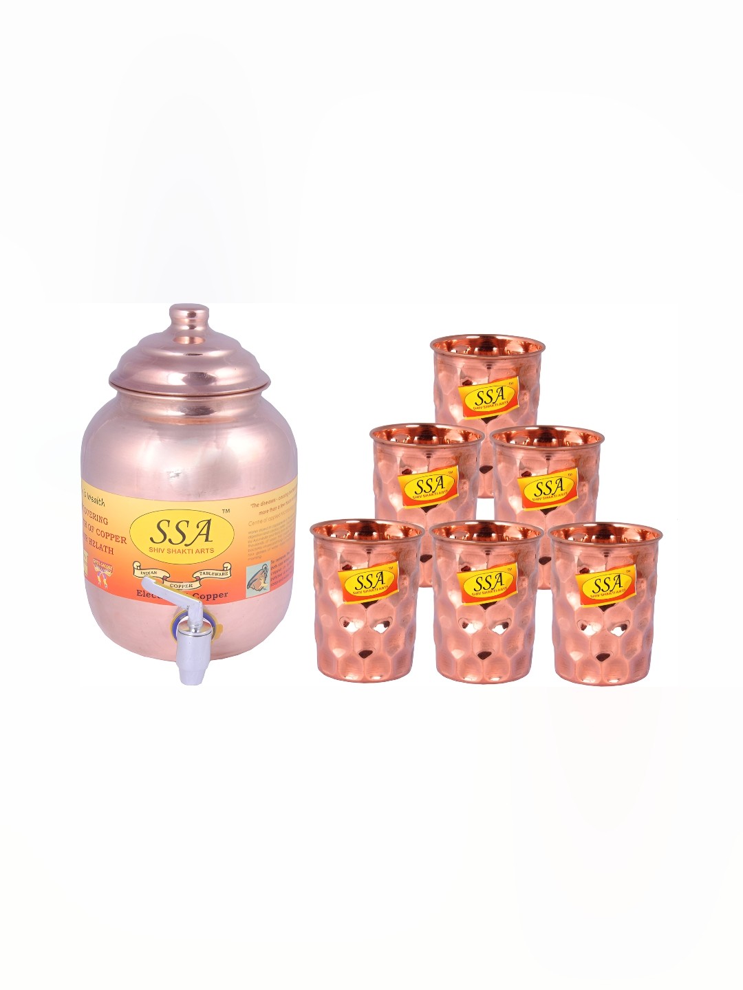 

Shivshakti Arts Copper Toned 7 Pieces Water or Juice Glass