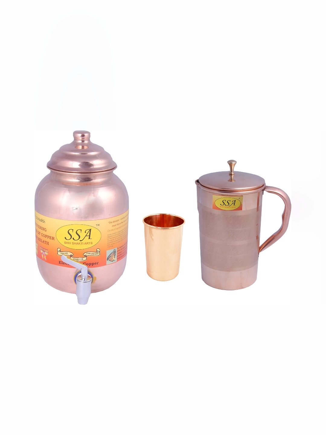 

Shivshakti Arts Copper Toned & Brown 3 Pcs Water Jug & Glass Set